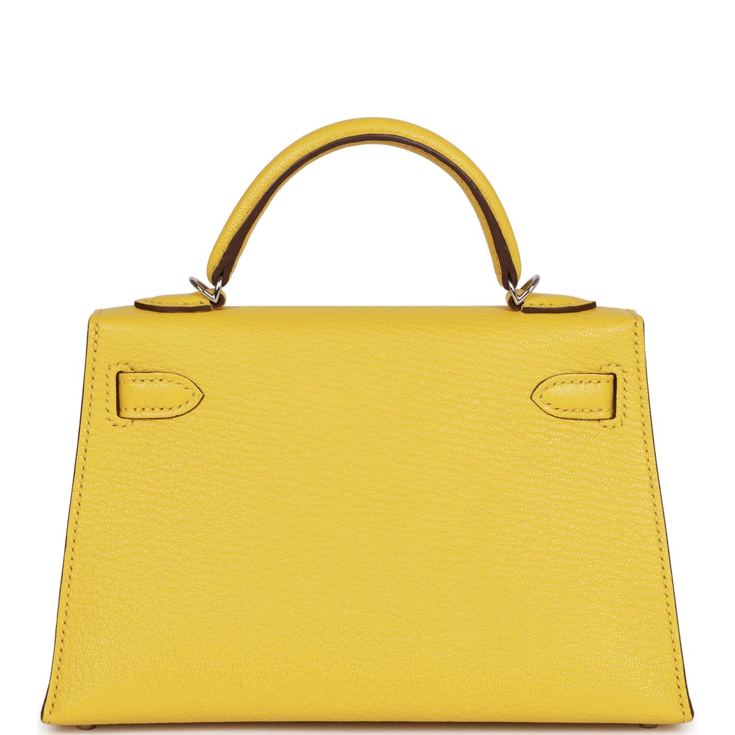 Replicate Hermes Kelly Sellier 20 Jaune de Naples Verso Ch��vre Palladium Hardware(1:1 replica)