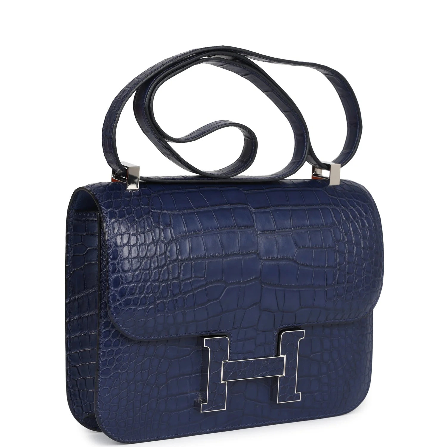 Replicate Hermes Constance 1-24 Bleu Saphir Matte Alligator Marquette Palladium Hardware(1:1 replica)