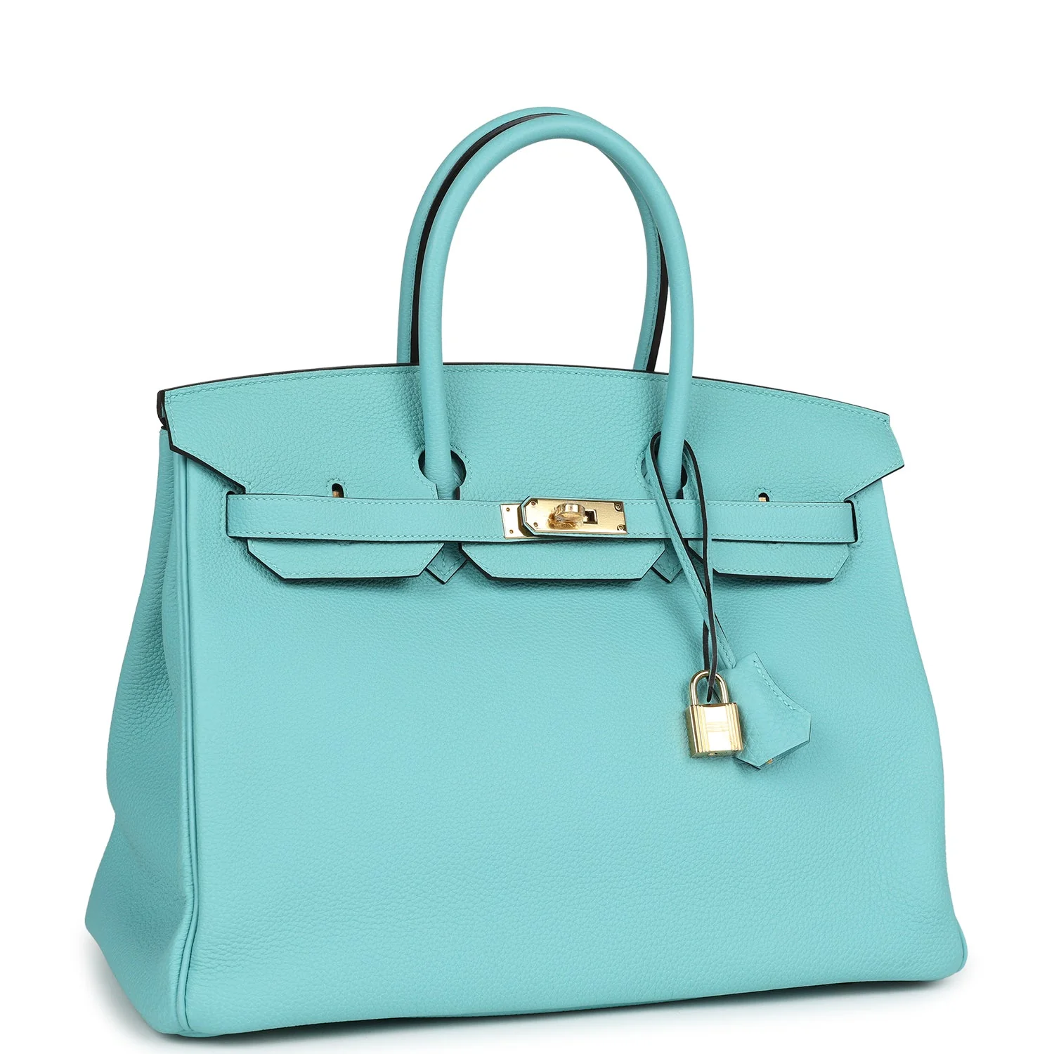 Replicate Hermes Birkin 35 Bleu Atoll Togo Gold Hardware(1:1 replica)