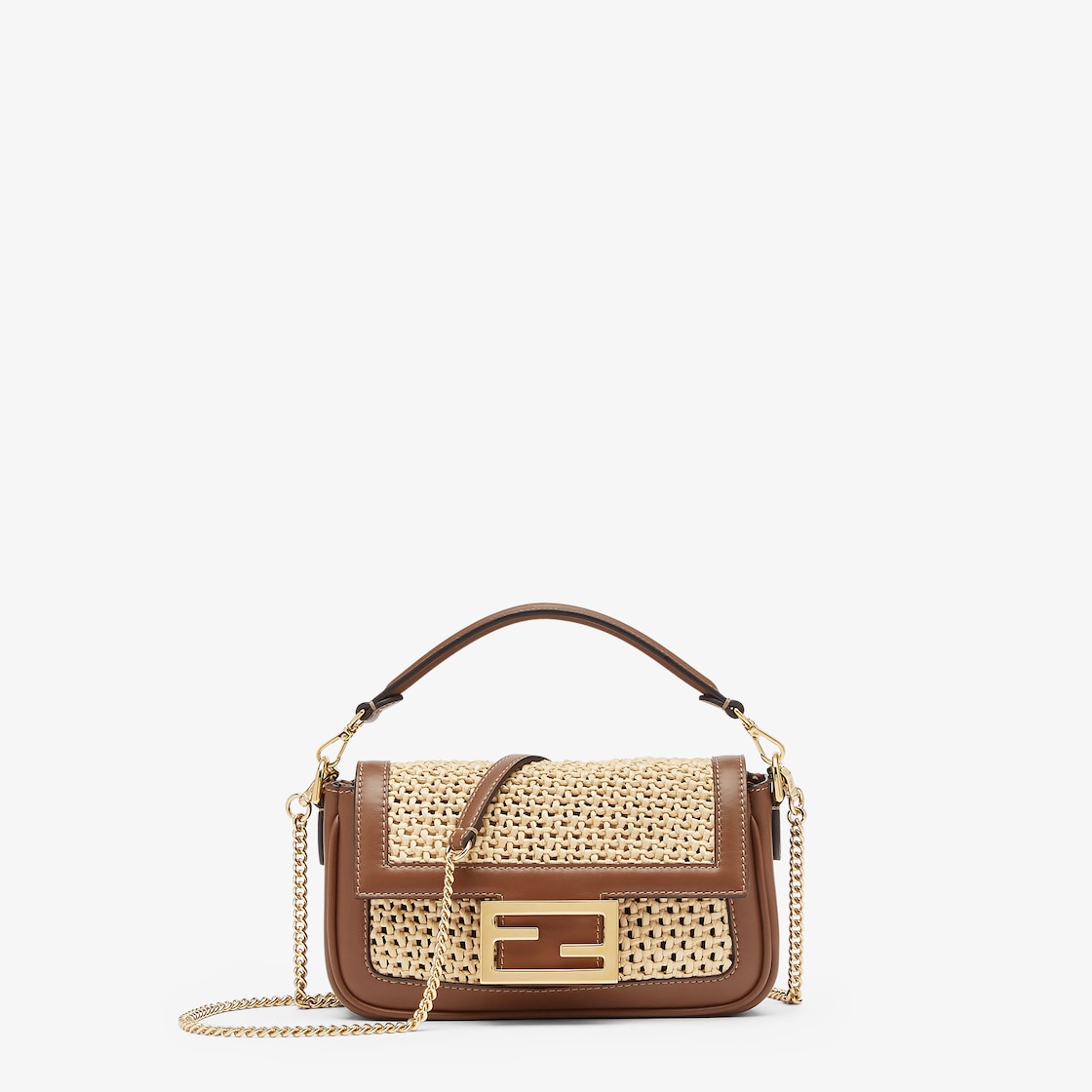 Replicate Baguette Mini Brown Leather and Macramé Bag(1:1 replica)