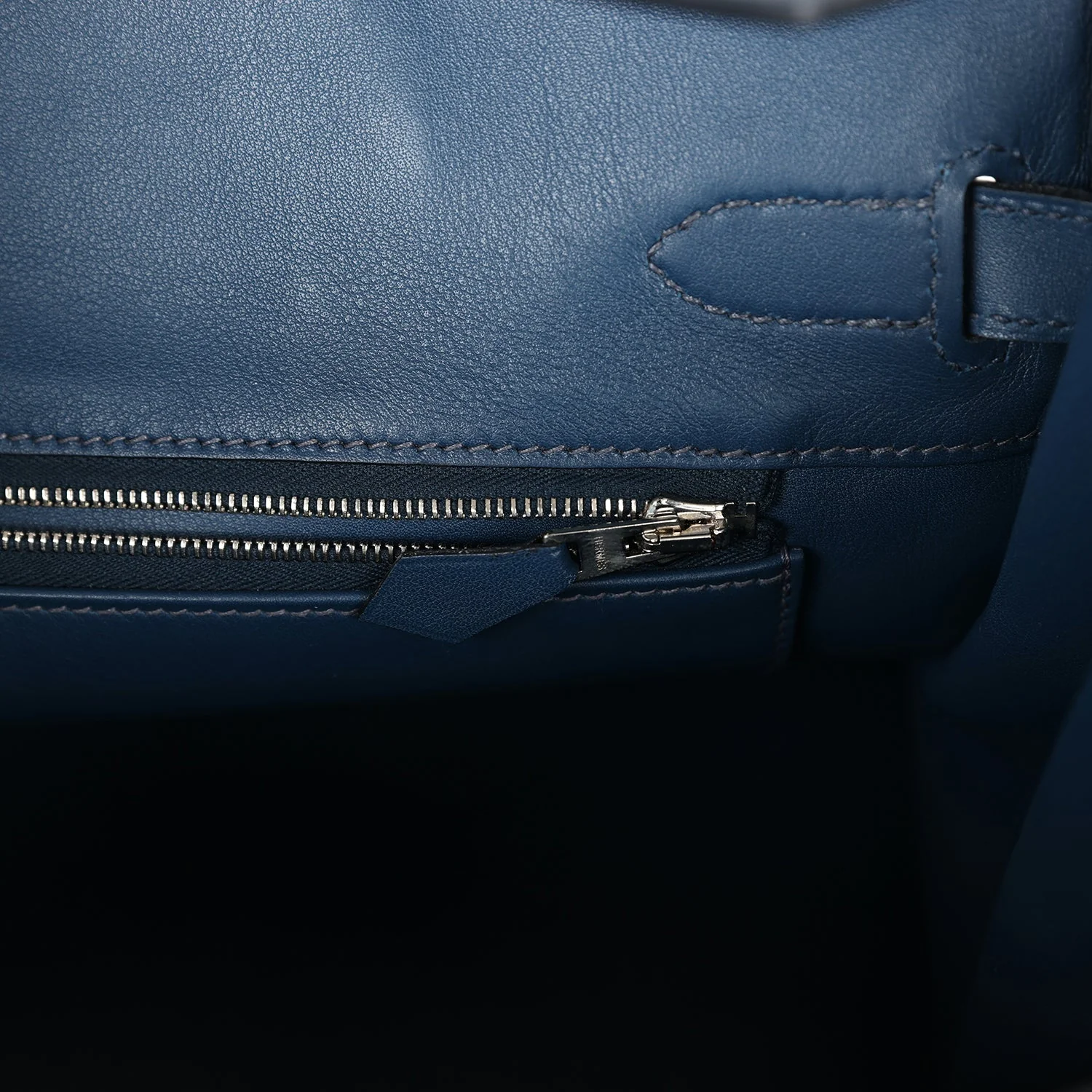 Replicate Hermes Birkin 30 Deep Bleu Swift Palladium Hardware(1:1 replica)