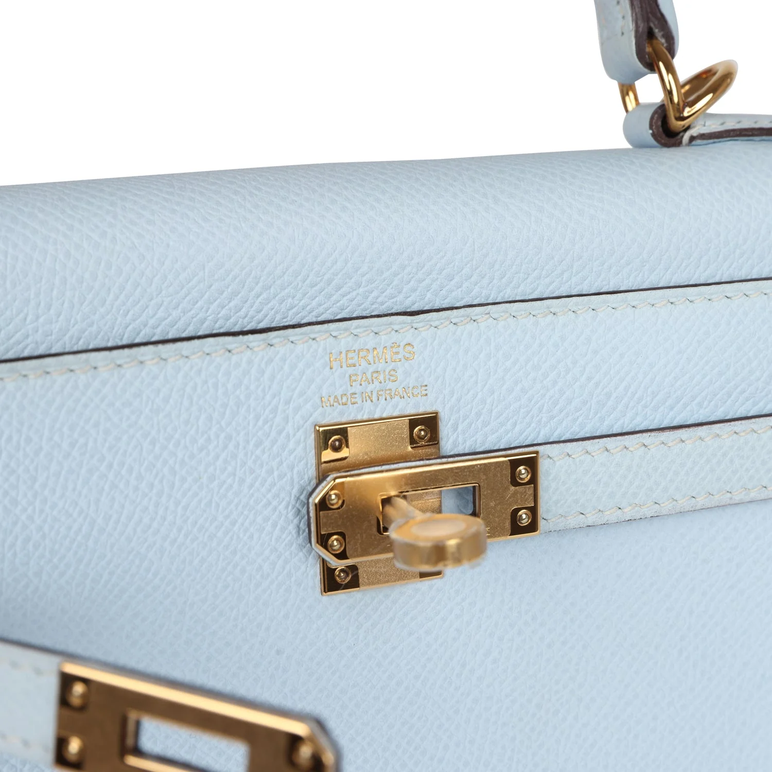 Replicate Hermes Kelly Sellier 25 Bleu Brume Epsom Gold Hardware(1:1 replica)