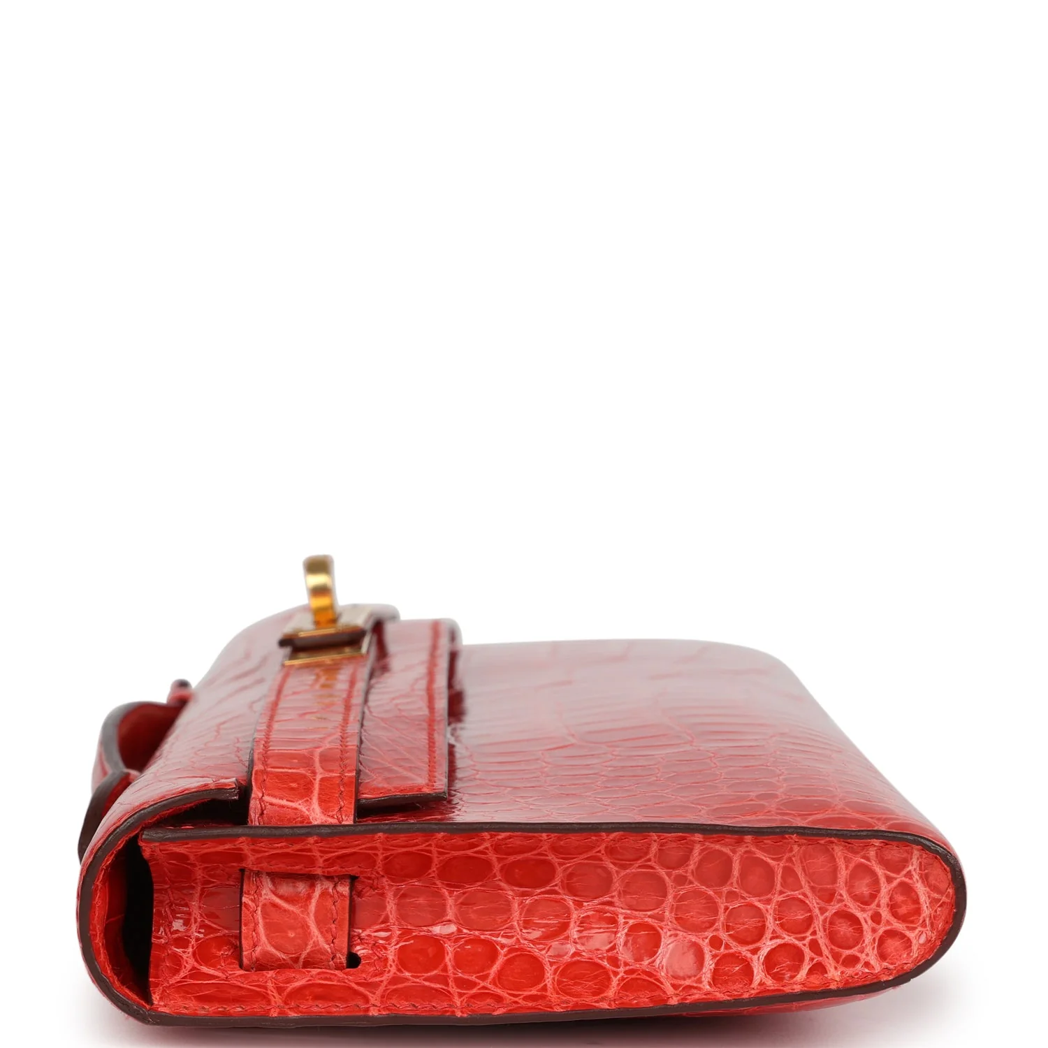 Replicate Hermes Kelly Cut Orange Poppy Shiny Porosus Crocodile Gold Hardware(1:1 replica)