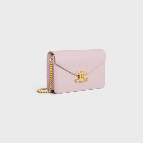 Replicate WALLET ON CHAIN MARGO IN SHINY CALFSKIN PASTEL PINK(1:1 replica)