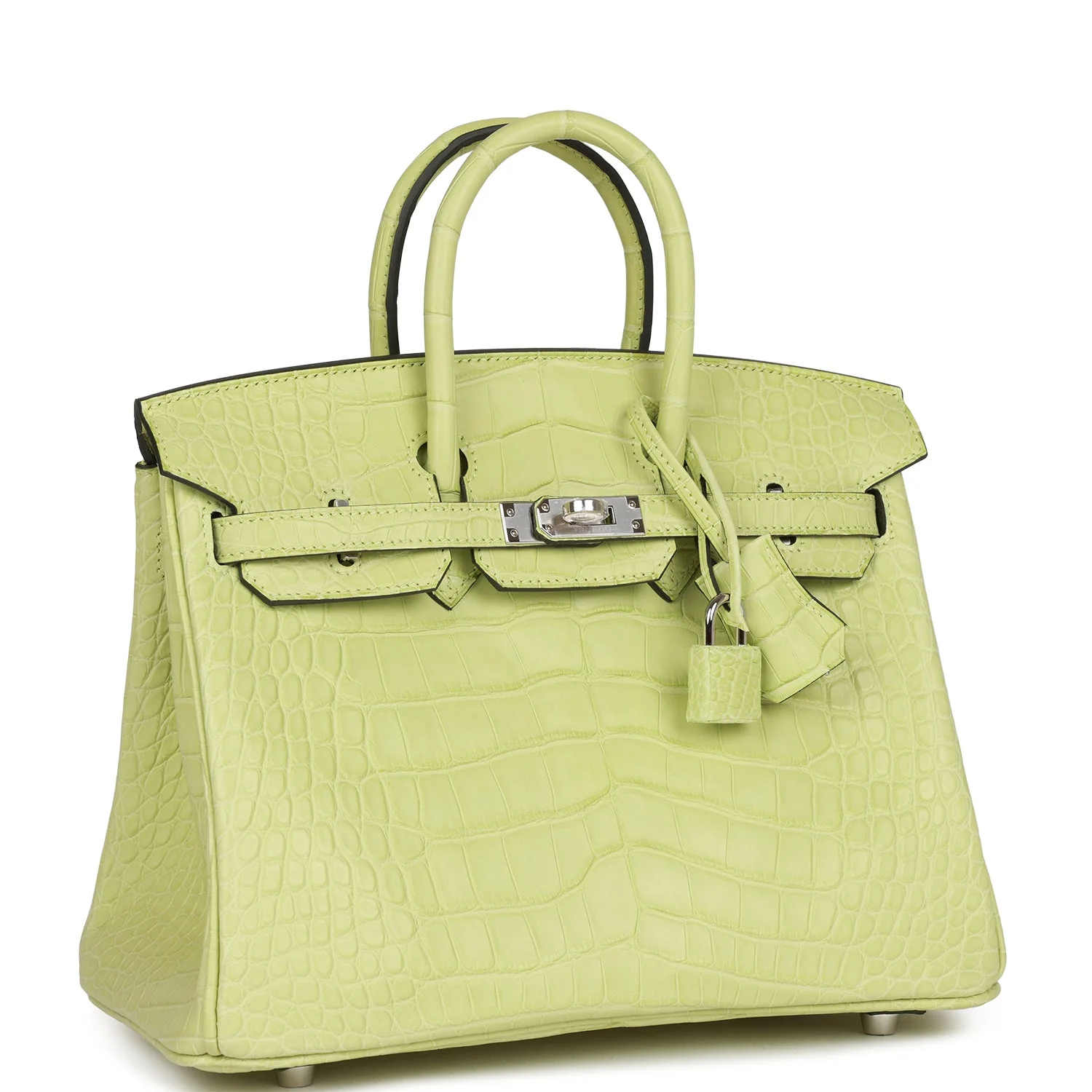 Replicate Hermes Birkin 25 Jaune Bourgeon Matte Alligator Palladium Hardware(1:1 replica)