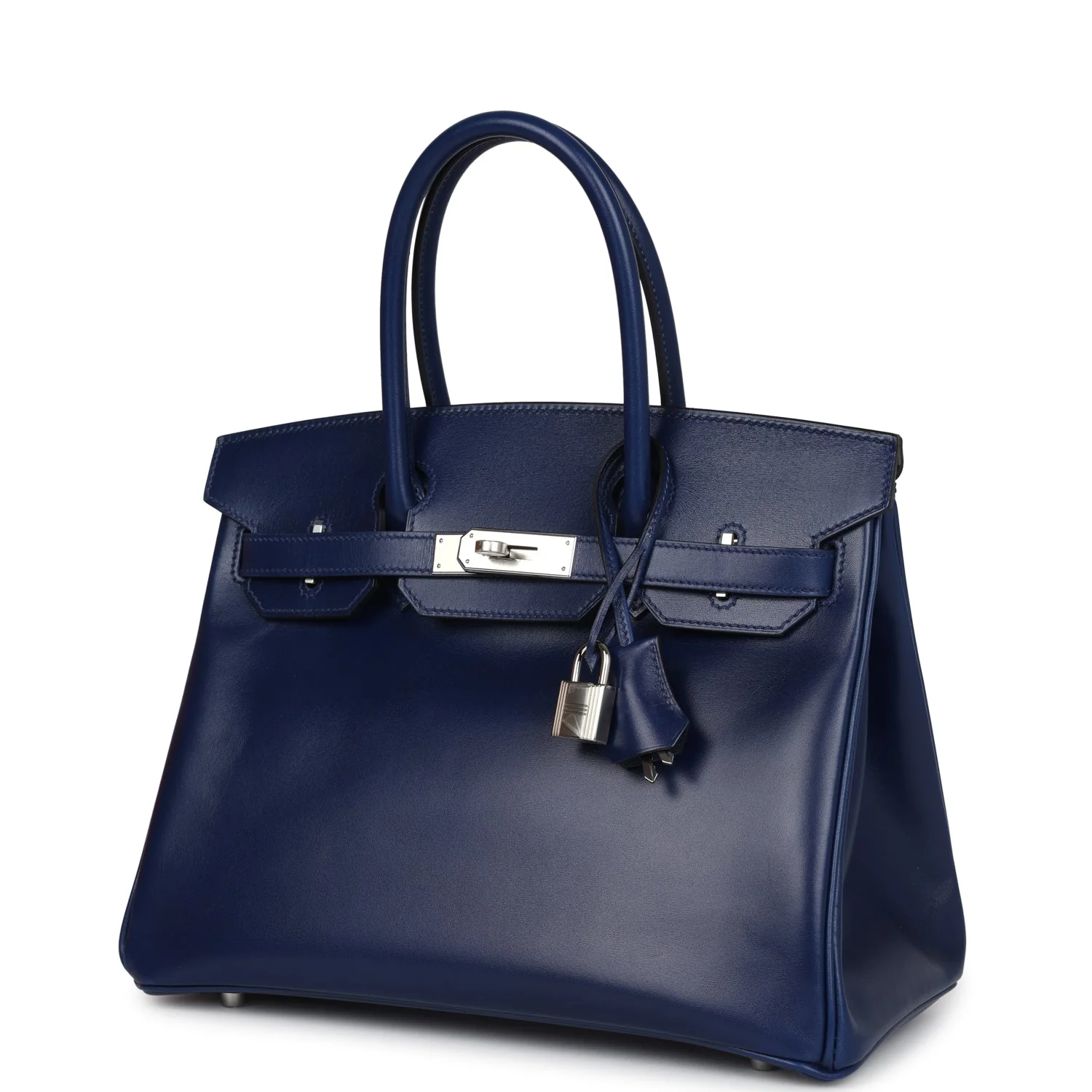 Replicate Hermes Birkin 30 Bleu Saphir Box Palladium Hardware(1:1 replica)
