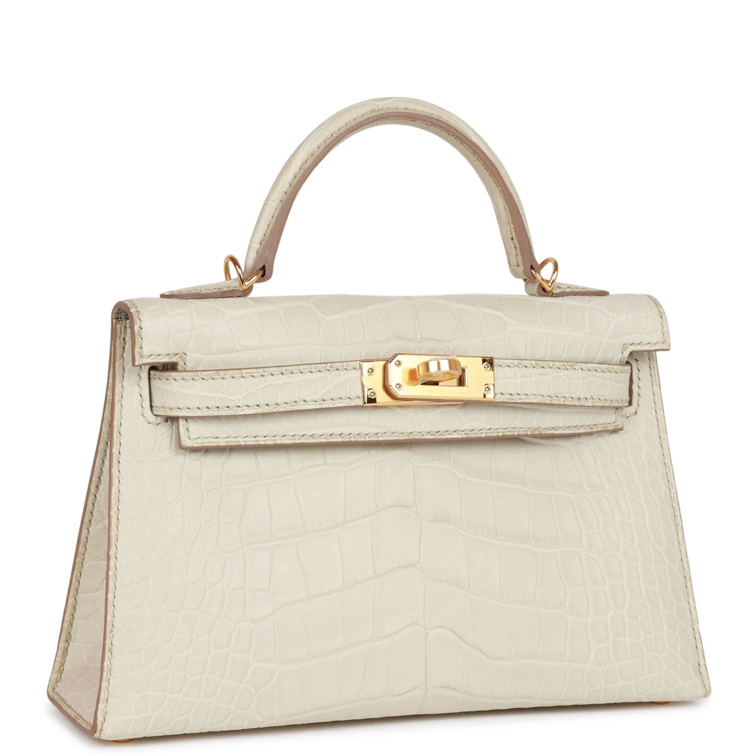 Replicate Hermes Kelly Sellier 20 Beton Matte Alligator Gold Hardware(1:1 replica)