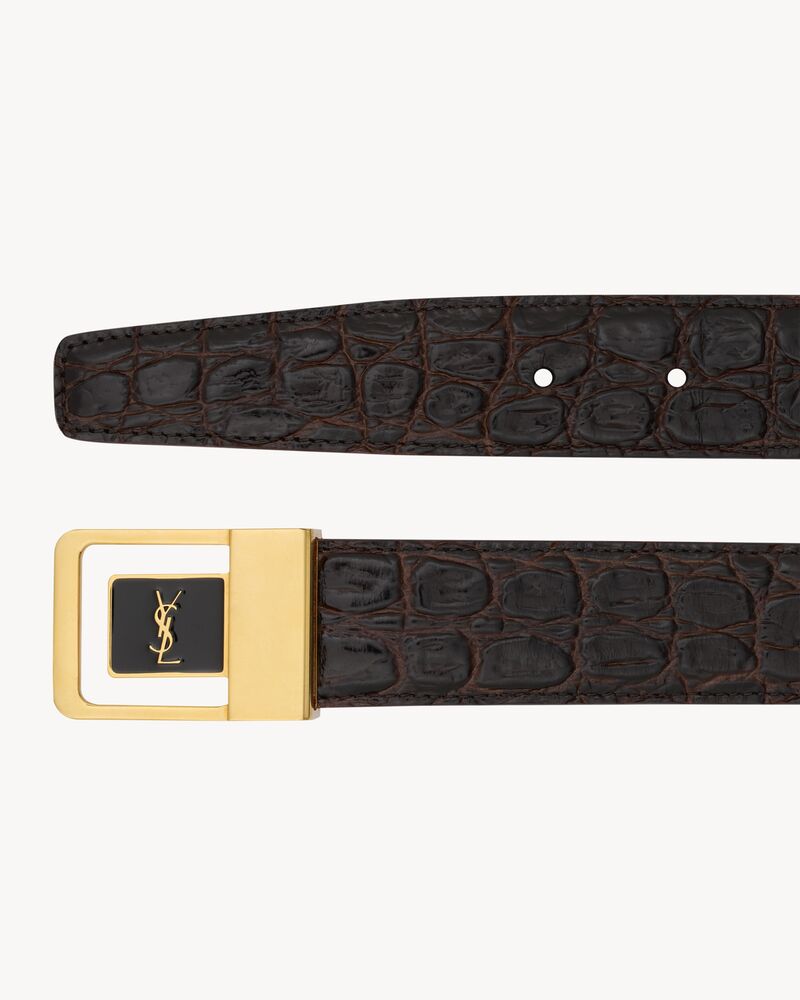 Replicate la 66 buckle belt in crocodile-embossed leather(1:1 replica)