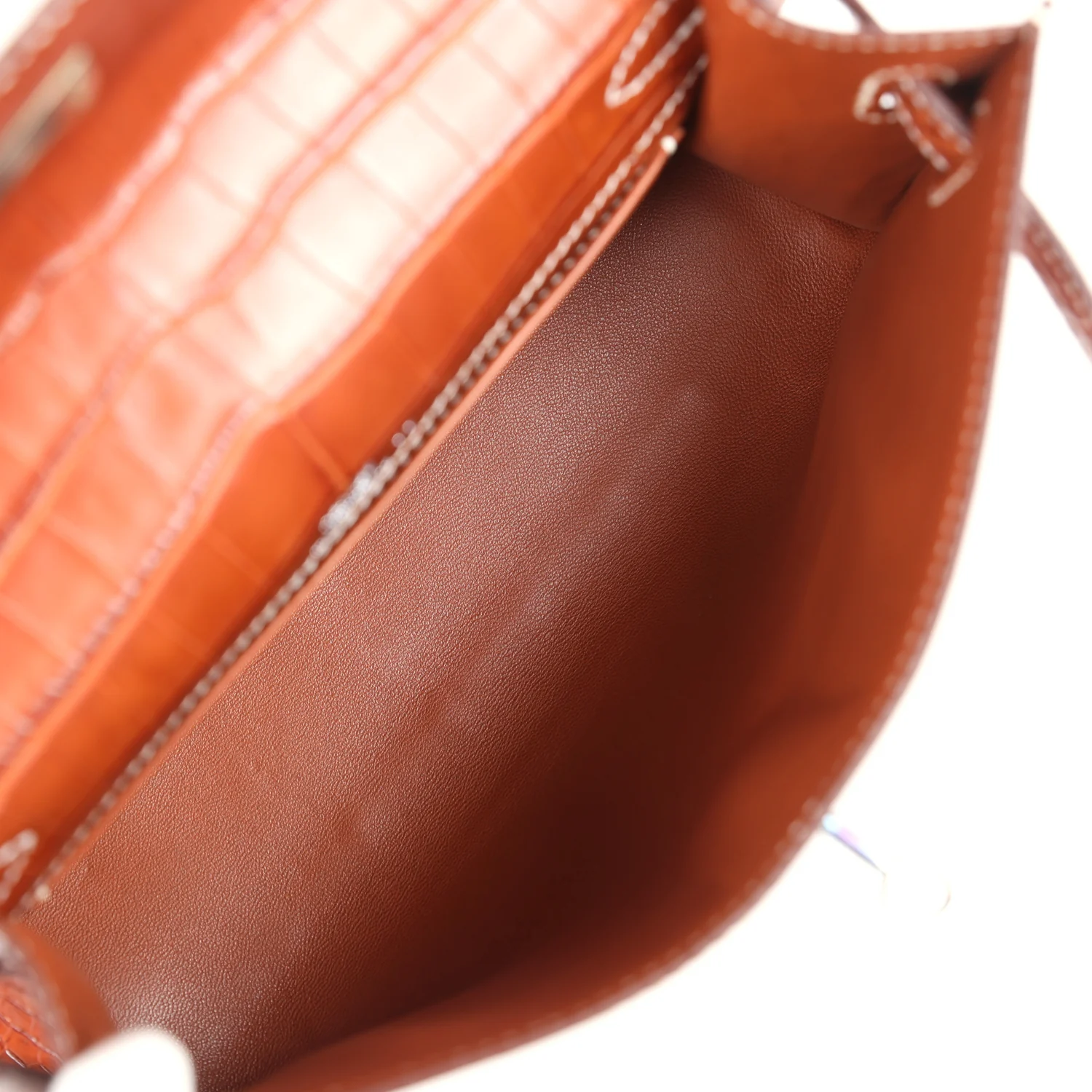 Replicate Hermes Kelly Pochette Fauve Matte Niloticus Crocodile Ruthenium Hardware(1:1 replica)