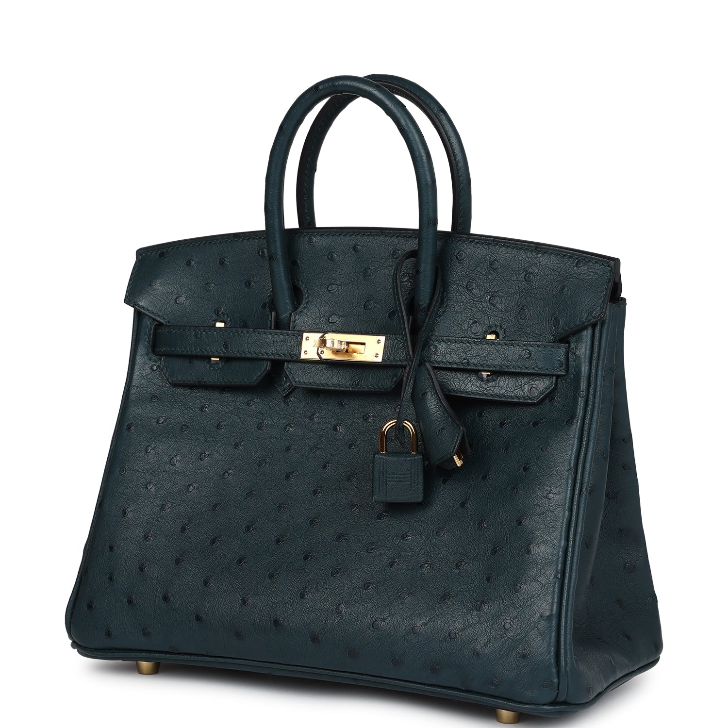 Replicate Hermes Birkin 25 Vert Cypres Ostrich Gold Hardware(1:1 replica)