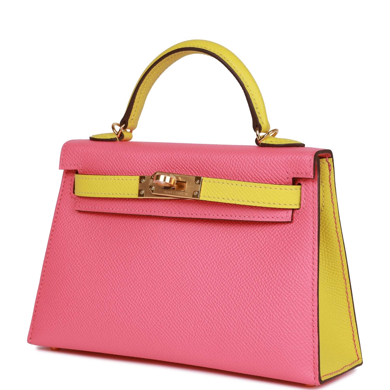 Replicate Hermes Special Order (HSS) Kelly Sellier 20 Rose Azalee and Lime Epsom Gold Hardware(1:1 replica)