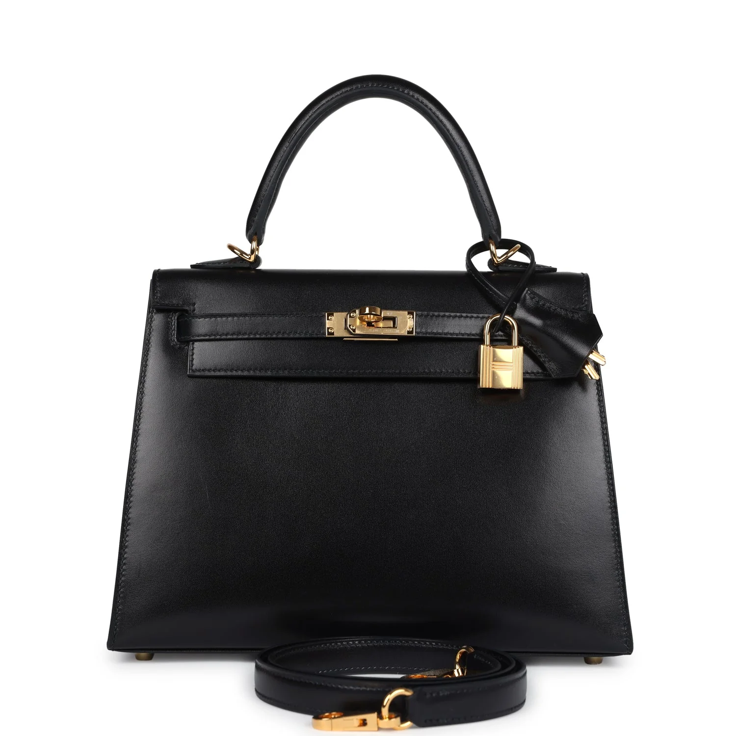 Replicate Hermes Kelly Sellier 25 Black Box Gold Hardware(1:1 replica)