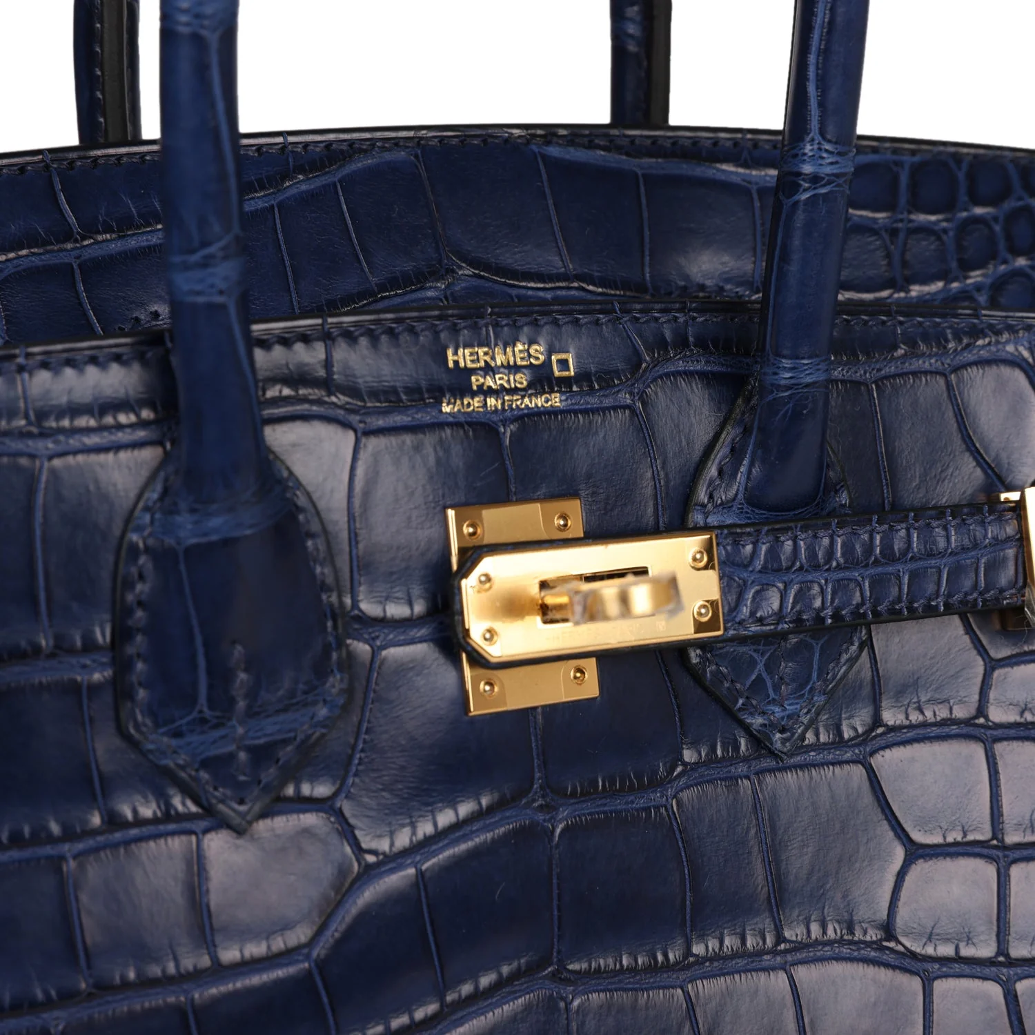 Replicate Hermes Birkin 25 Bleu Saphir Matte Alligator Gold Hardware(1:1 replica)