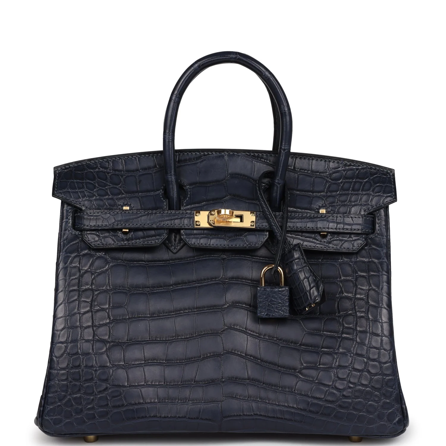 Replicate Hermes Birkin 25 Bleu Indigo Matte Alligator Gold Hardware(1:1 replica)