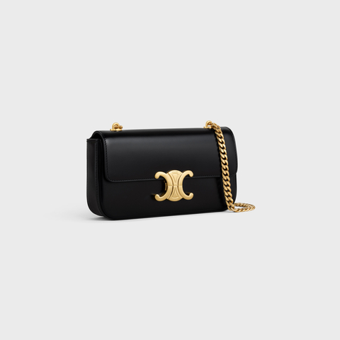 Replicate CHAIN SHOULDER BAG CLAUDE IN SHINY CALFSKIN BLACK(1:1 replica)
