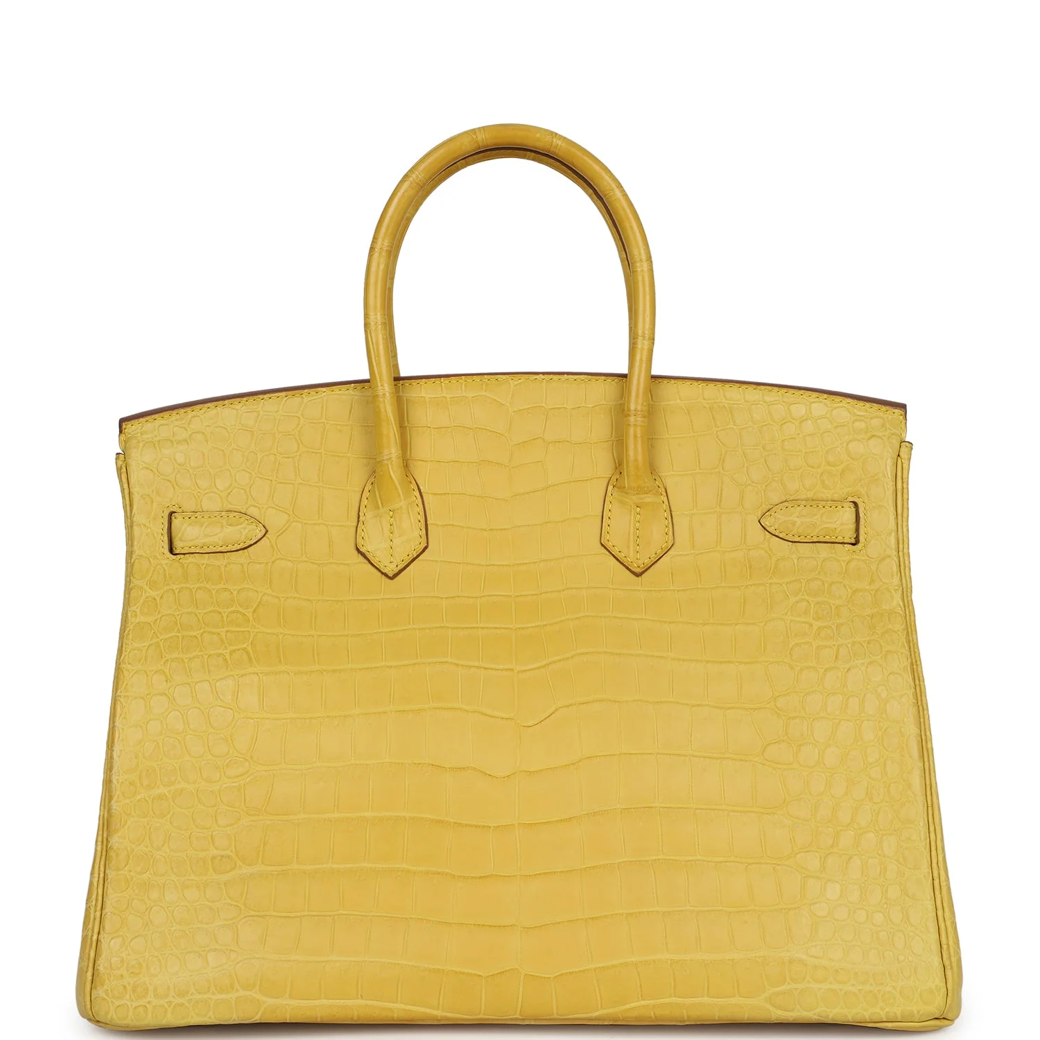 Replicate Hermes Birkin 35 Mimosa Matte Porosus Crocodile Gold Hardware(1:1 replica)