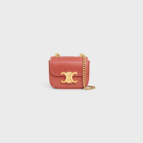 Replicate MINI CHAIN CLAUDE IN SHINY CALFSKIN RED CANYON(1:1 replica)