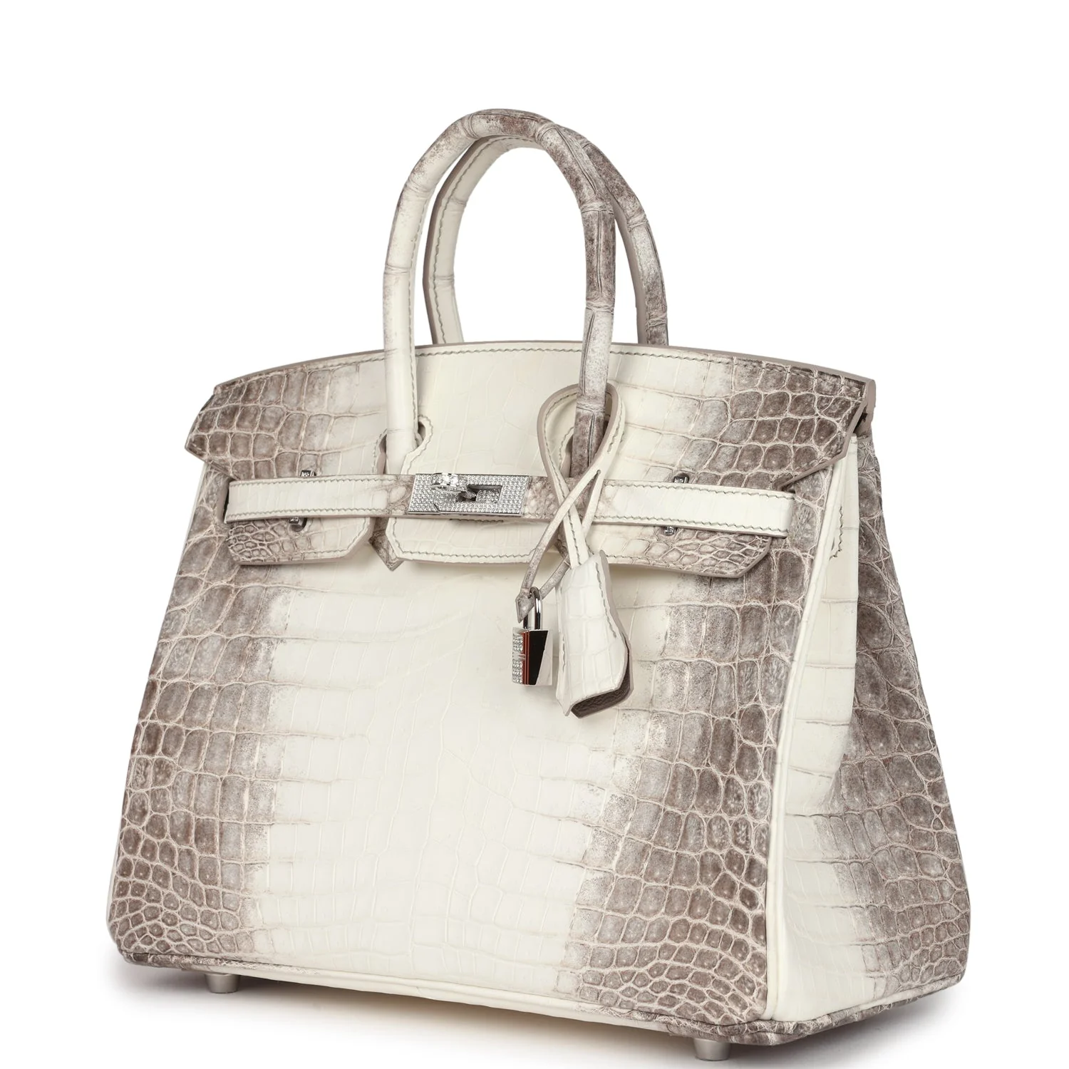 Replicate Hermes Birkin 25 Himalaya Niloticus Crocodile Diamond Encrusted Palladium Hardware(1:1 replica)