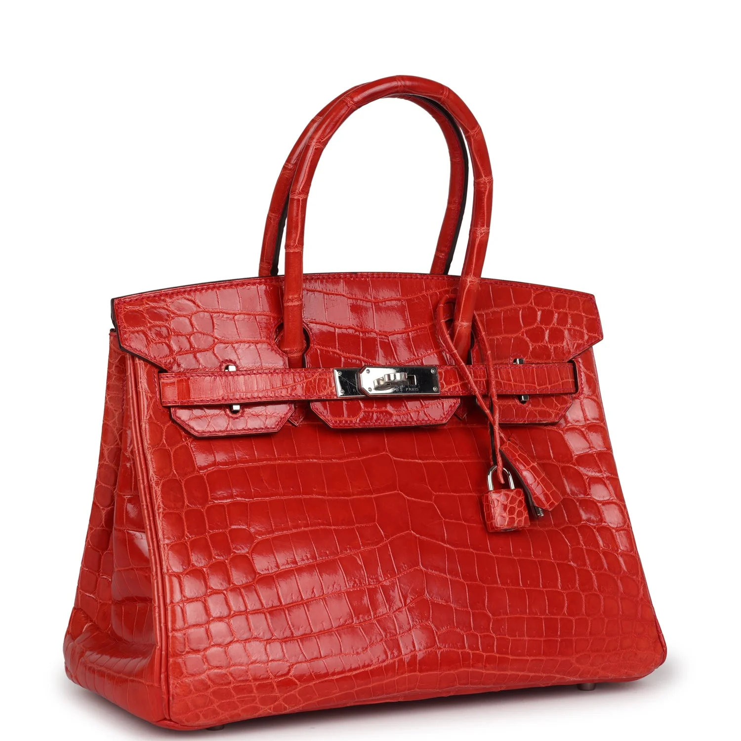 Replicate Hermes Birkin 30 Geranium Shiny Niloticus Crocodile Palladium Hardware(1:1 replica)