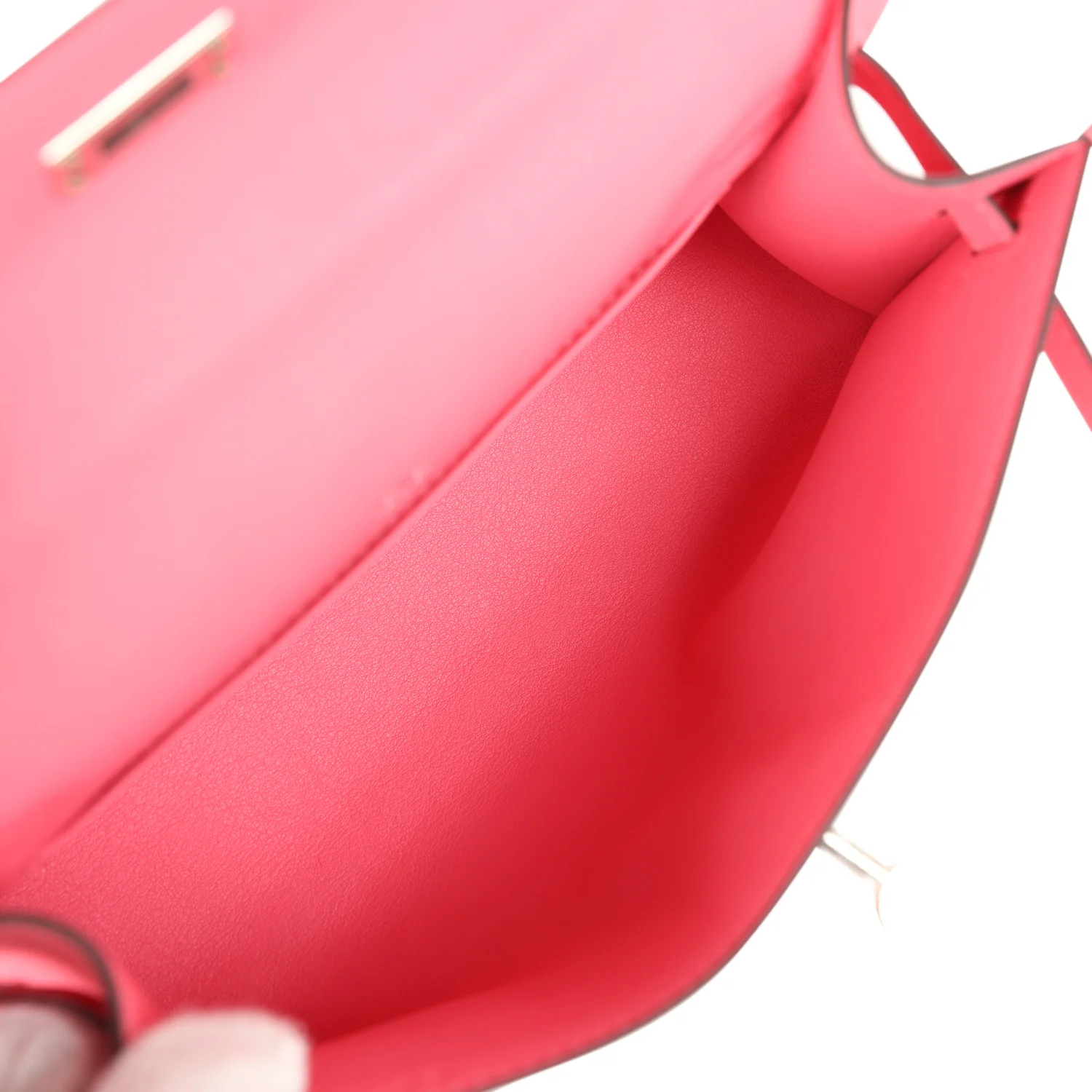 Replicate Hermes Kelly Pochette Rose Azalee Swift Palladium Hardware(1:1 replica)