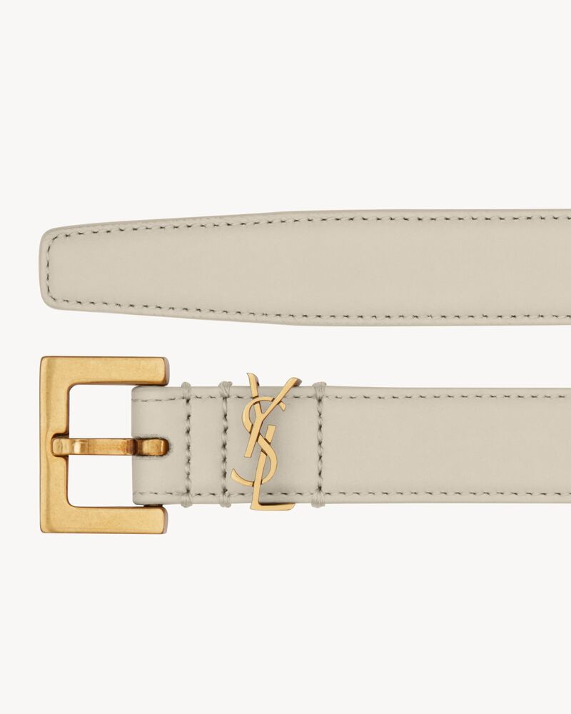 Replicate cassandre thin belt with square buckle in box saint laurent leather(1:1 replica)