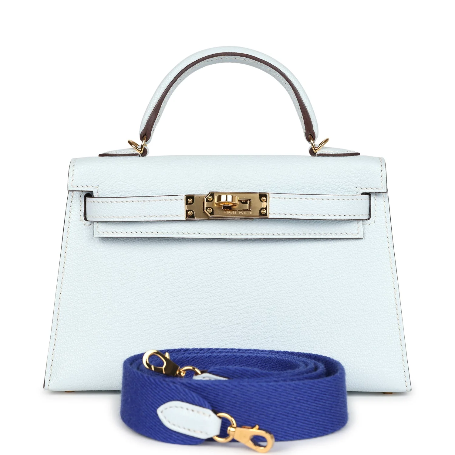 Replicate Hermes Kelly Sellier 20 Bleu Brume Chevre Gold Hardware(1:1 replica)