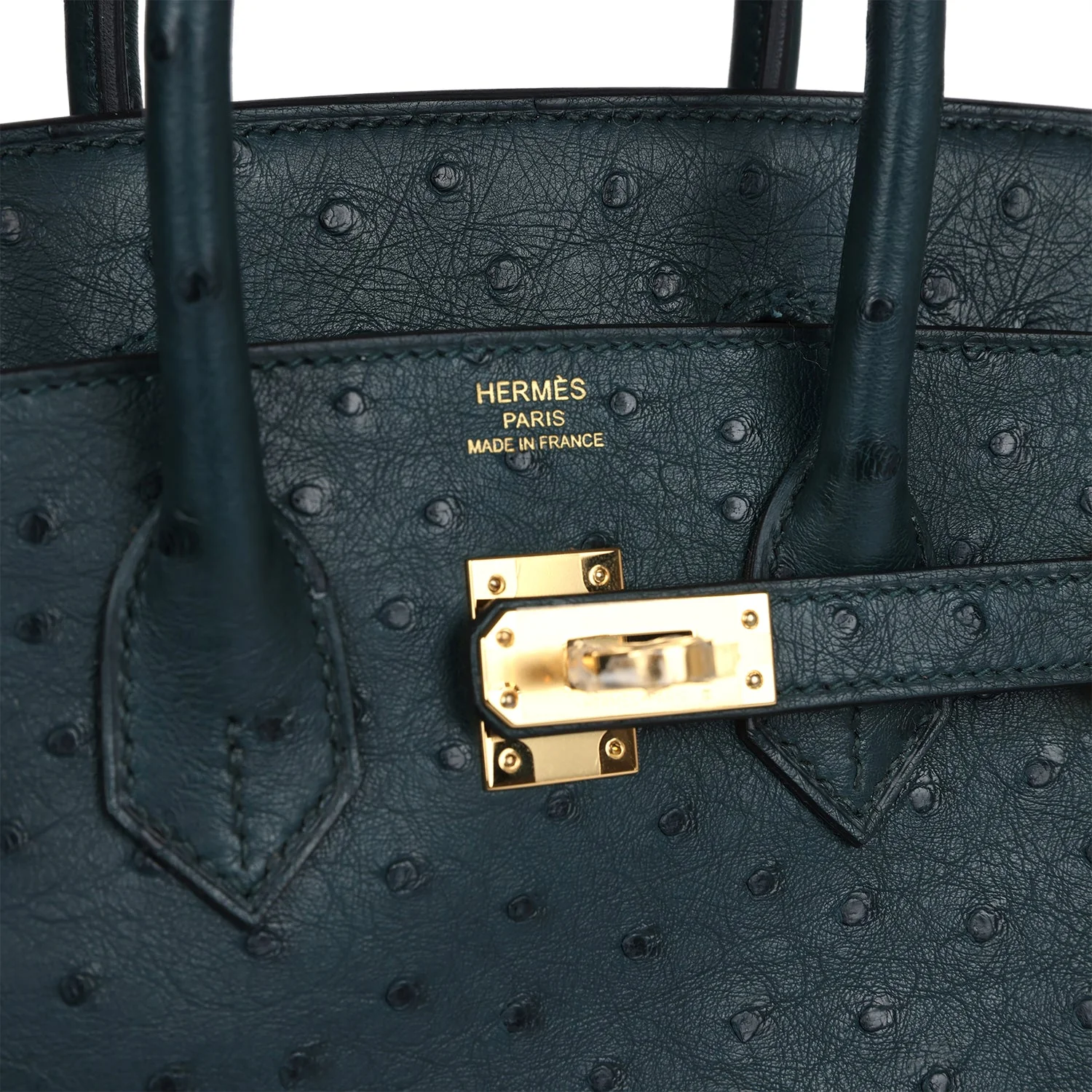 Replicate Hermes Birkin 25 Vert Cypres Ostrich Gold Hardware(1:1 replica)