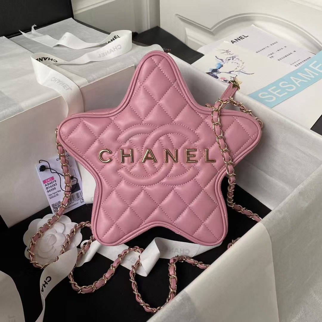 Replicate Chanel 24C AS4579 Star Bag Pink Lambskin Light Gold Hardware(1:1 replica)
