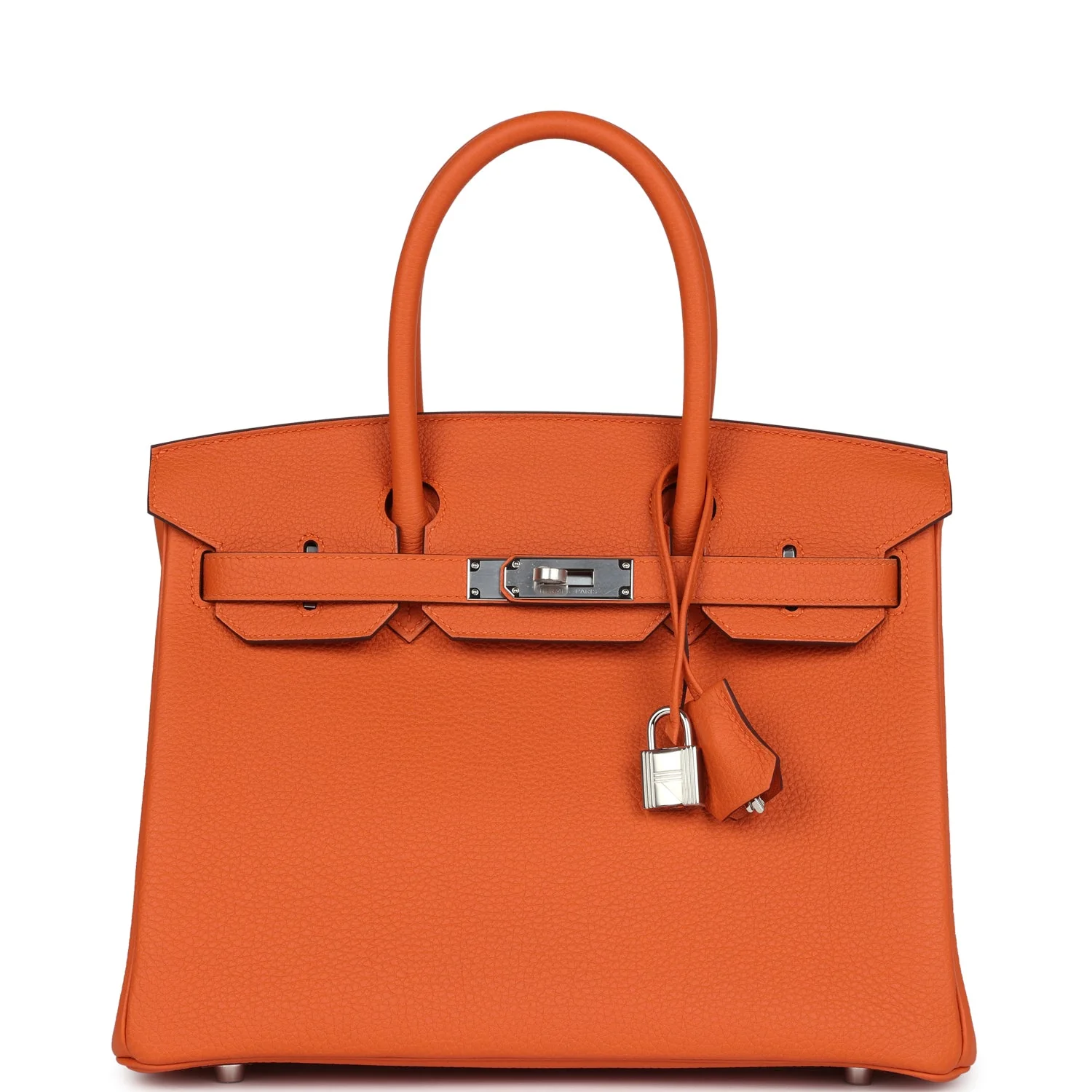 Replicate Hermes Birkin 30 Orange Togo Palladium Hardware(1:1 replica)