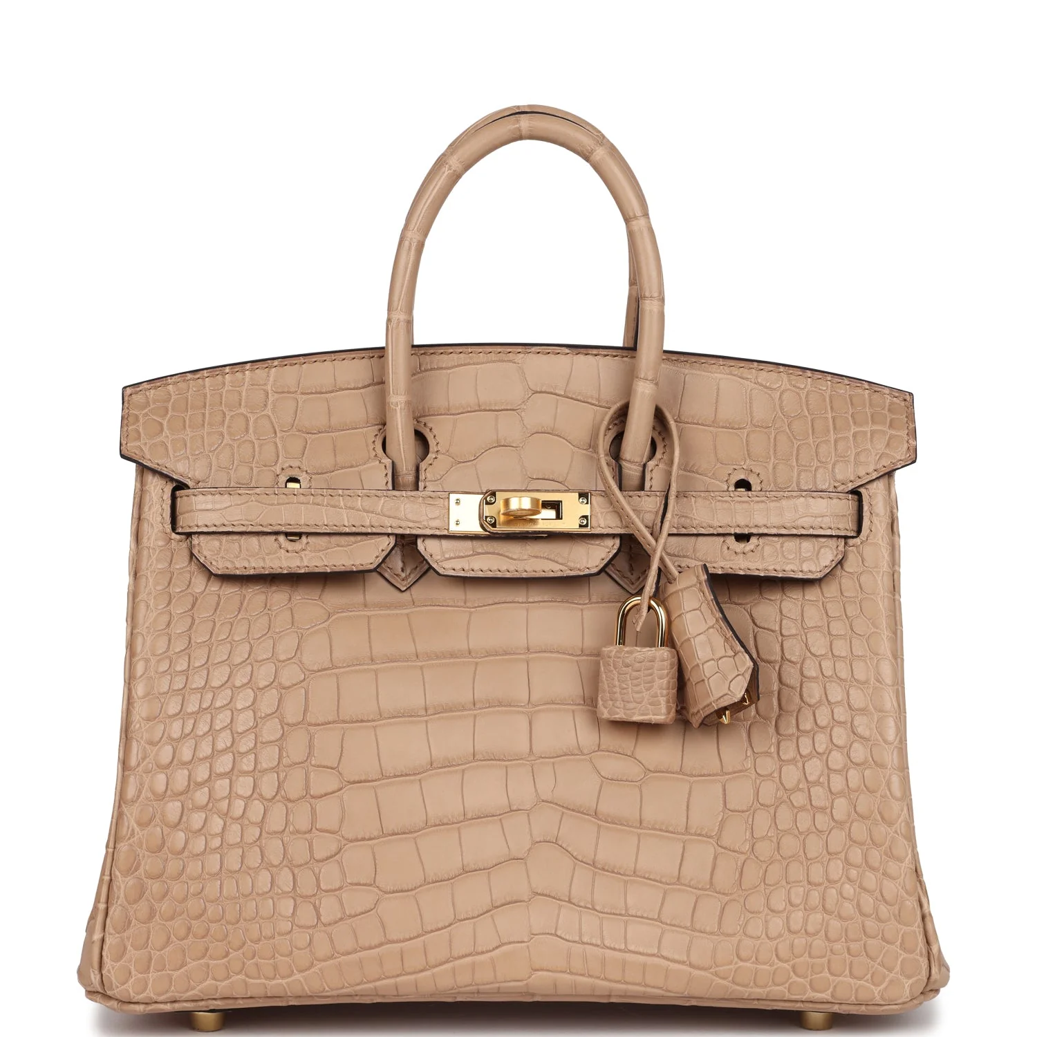 Replicate Hermes Birkin 25 Chai Matte Alligator Gold Hardware(1:1 replica)