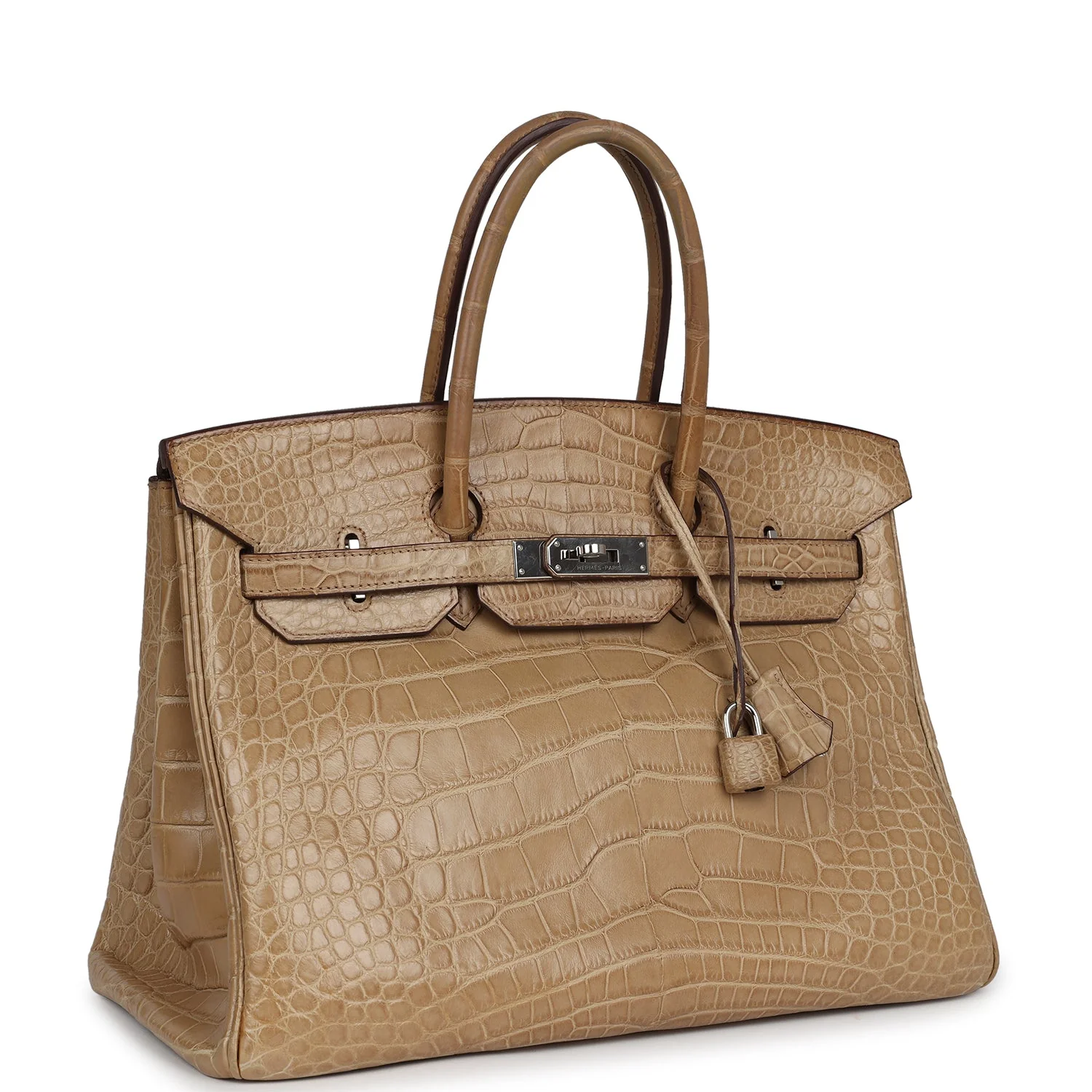 Replicate Hermes Birkin 35 Poussiere Matte Alligator Palladium Hardware(1:1 replica)