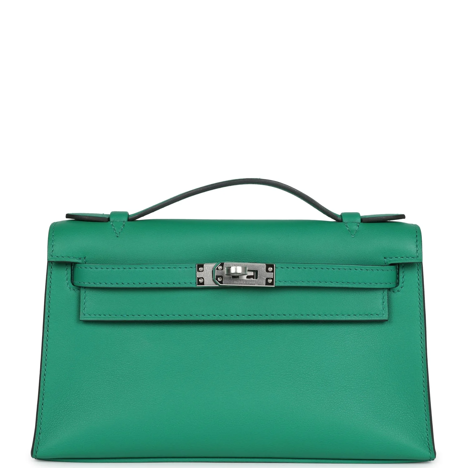 Replicate Hermes Kelly Pochette Vert Vertigo Swift Palladium Hardware(1:1 replica)