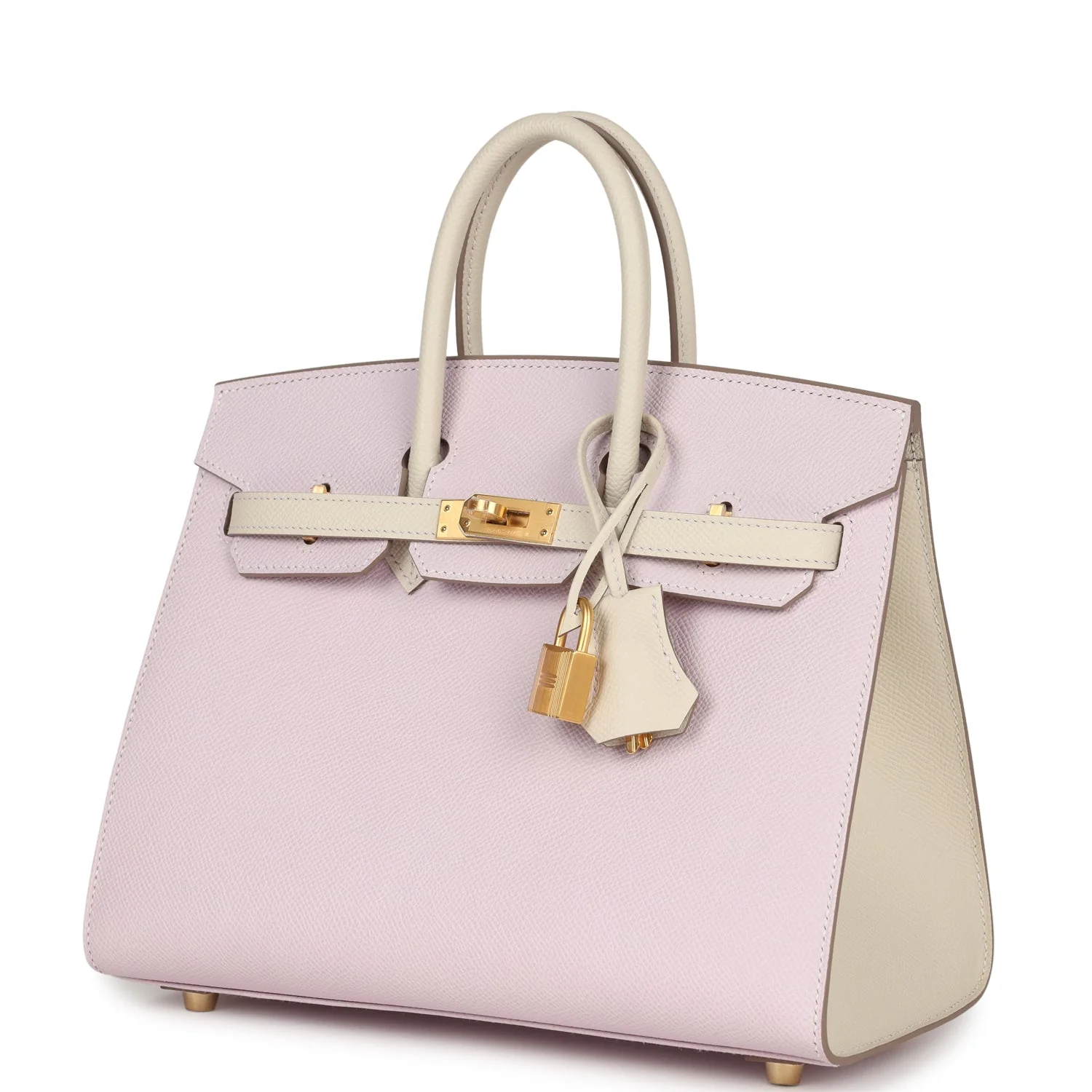 Replicate Hermes Special Order (HSS) Birkin Sellier 25 Mauve Pale and Craie Epsom Brushed Gold Hardware(1:1 replica)