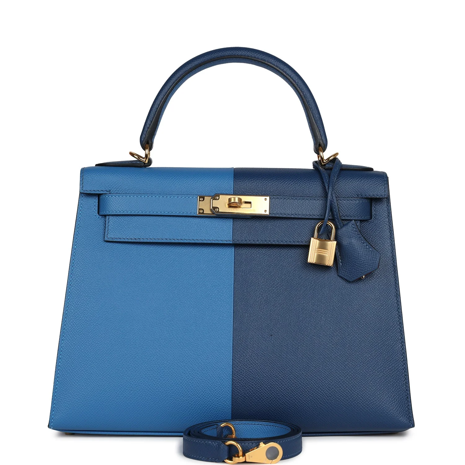 Replicate Hermes Kelly Sellier 28 Casaque Deep Bleu and Mykonos Epsom Gold Hardware(1:1 replica)