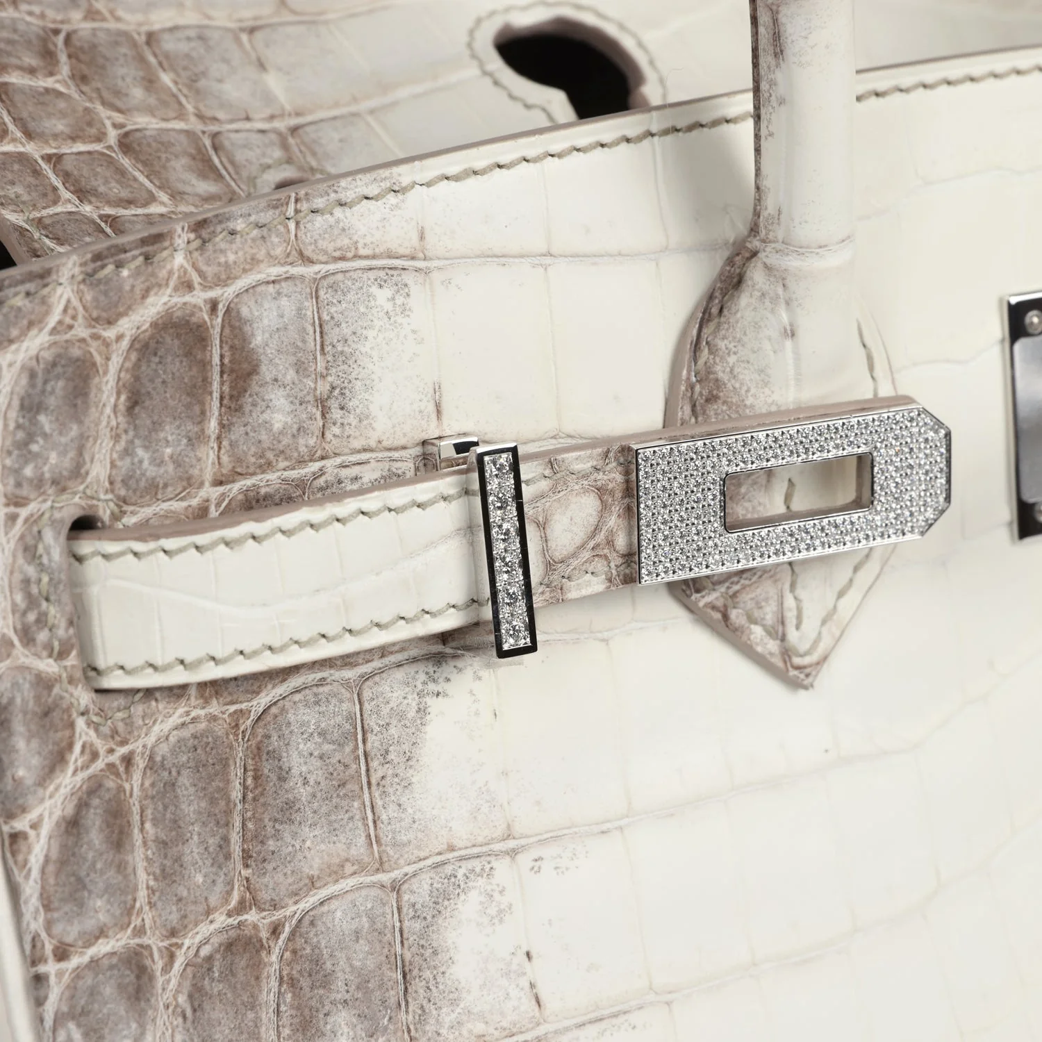 Replicate Hermes Birkin 25 Himalaya Niloticus Crocodile Diamond Encrusted Palladium Hardware(1:1 replica)