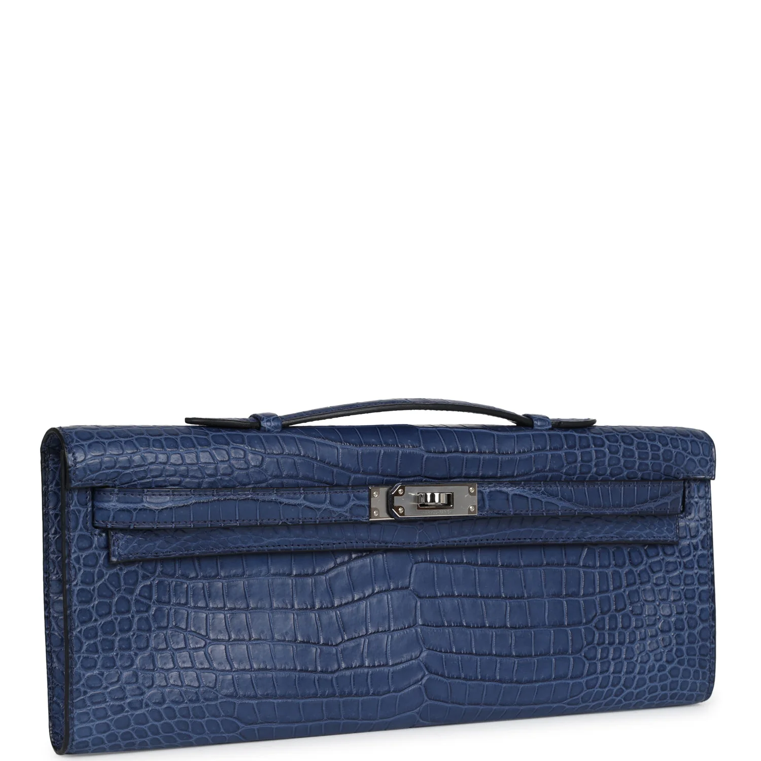 Replicate Hermes Kelly Cut Bleu De Malte Matte Porosus Crocodile Palladium Hardware(1:1 replica)