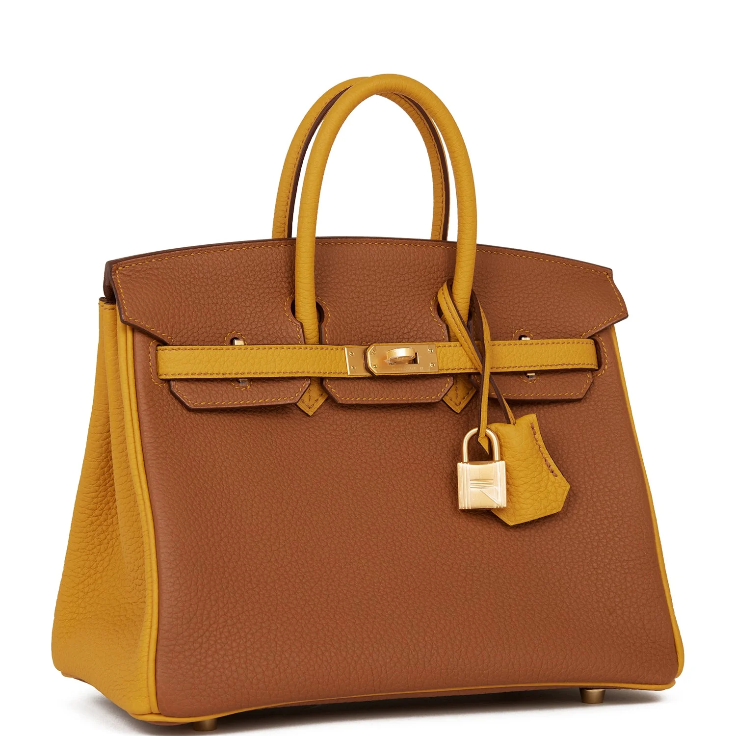 Replicate Hermes Special Order (HSS) Birkin 25 Gold and Jaune Ambre Togo Brushed Gold Hardware(1:1 replica)