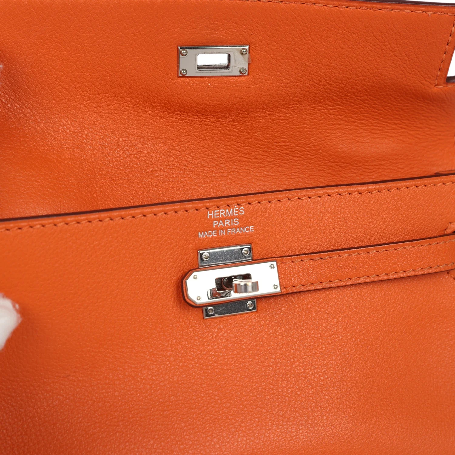 Replicate Hermes Micro Kelly 15 Orange Swift Palladium Hardware(1:1 replica)