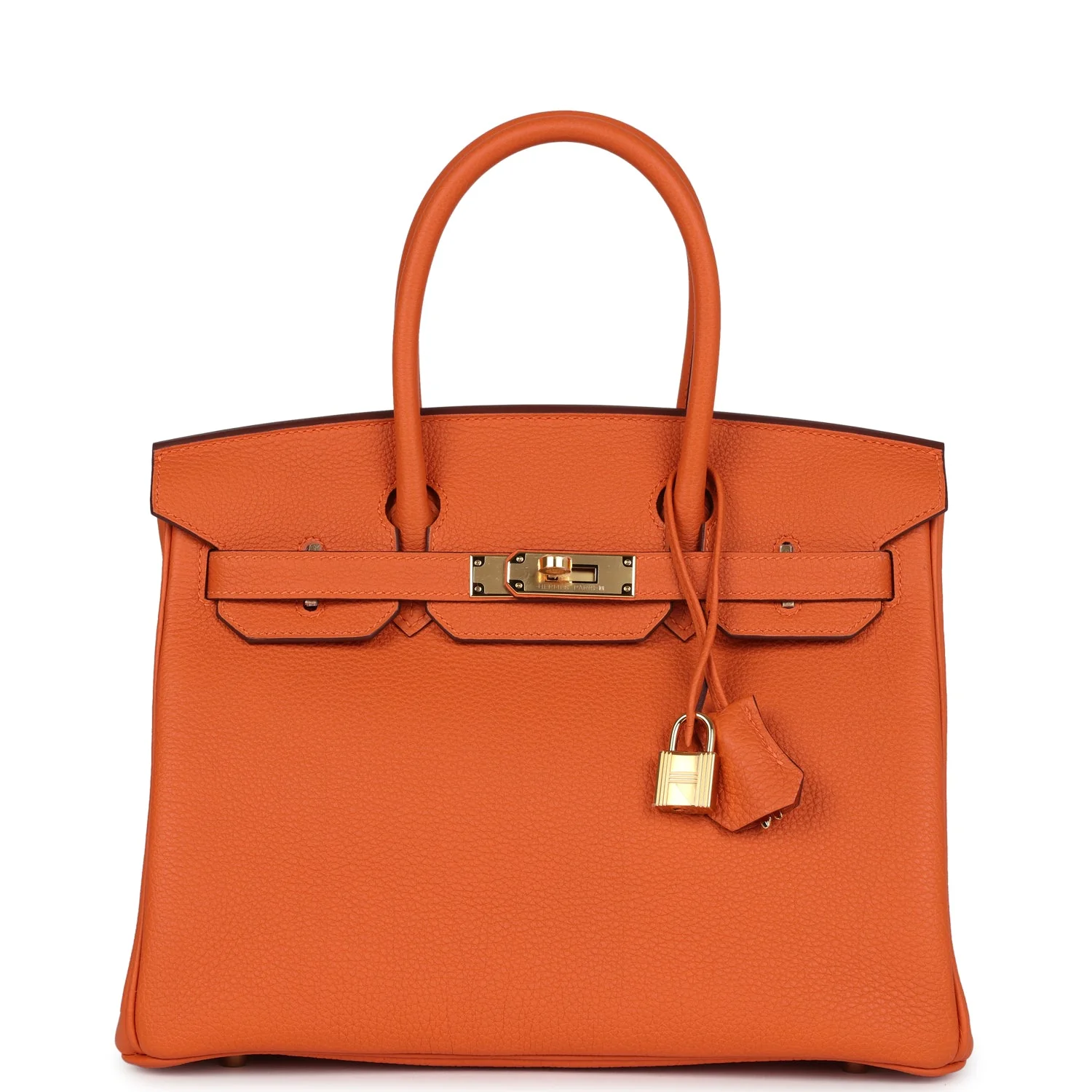 Replicate Hermes Birkin 30 Orange Togo Gold Hardware(1:1 replica)