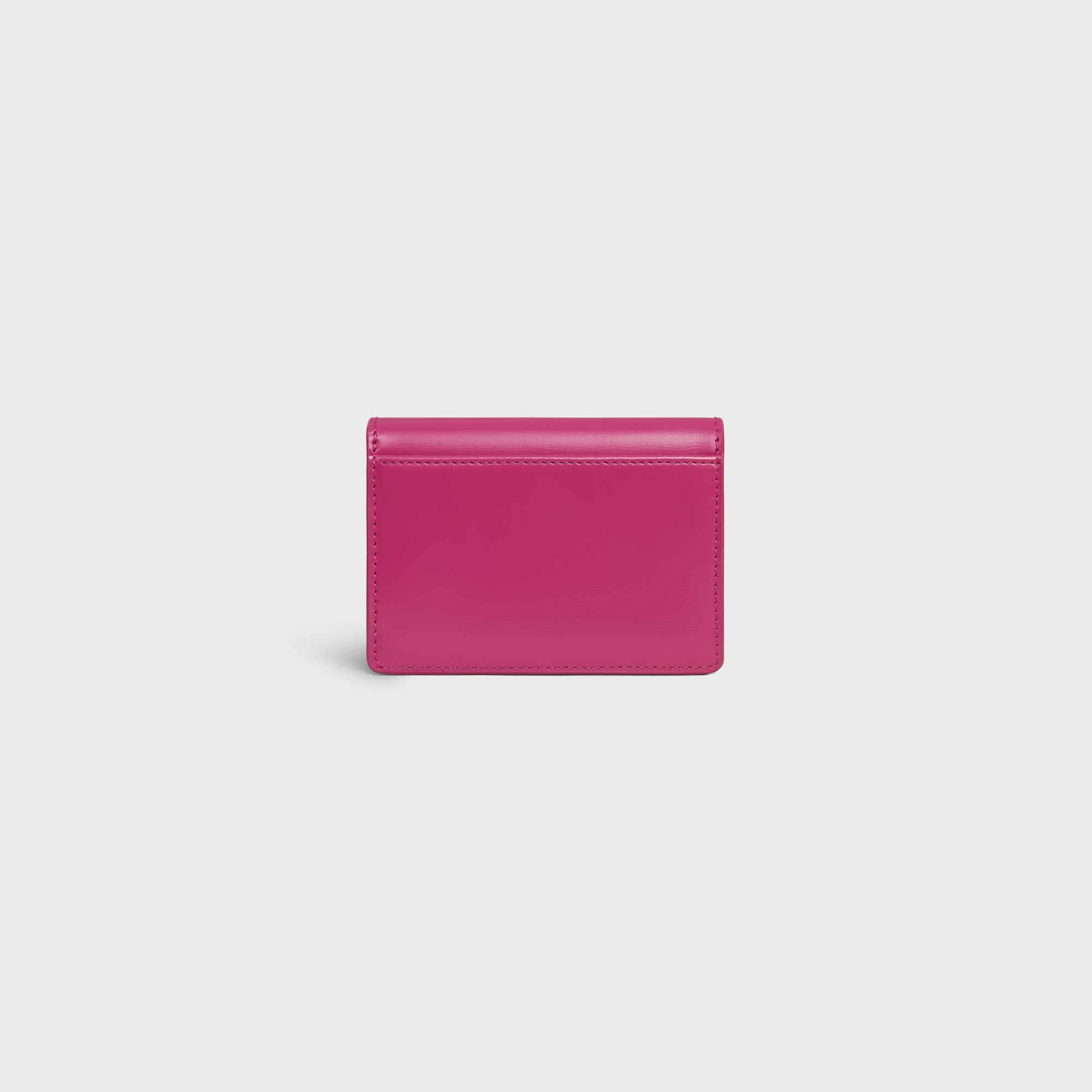 Replicate CARD HOLDER WITH FLAP TRIOMPHE IN SHINY CALFSKIN FUCHSIA(1:1 replica)