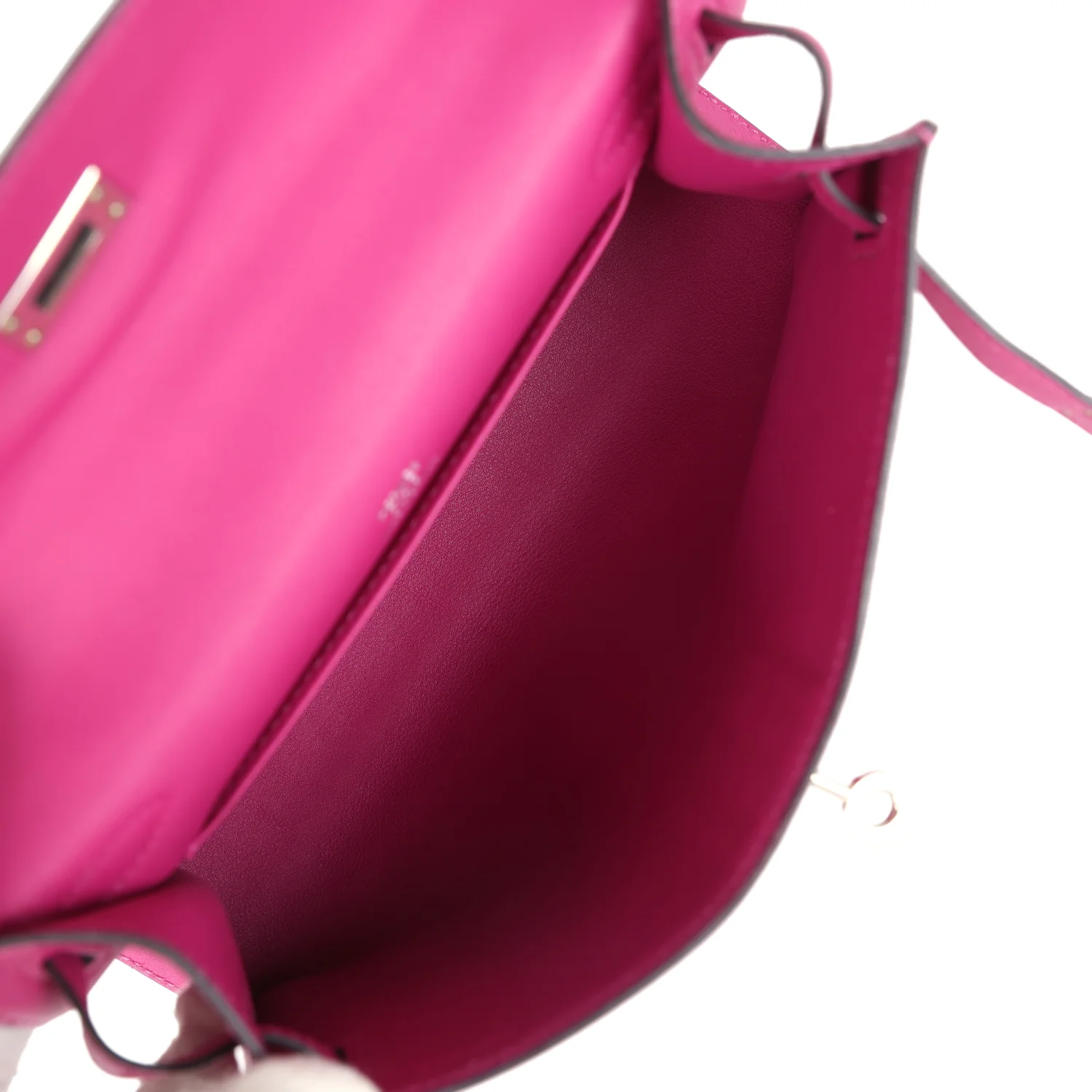 Replicate Hermes Kelly Pochette Rose Pourpre Swift Palladium Hardware(1:1 replica)