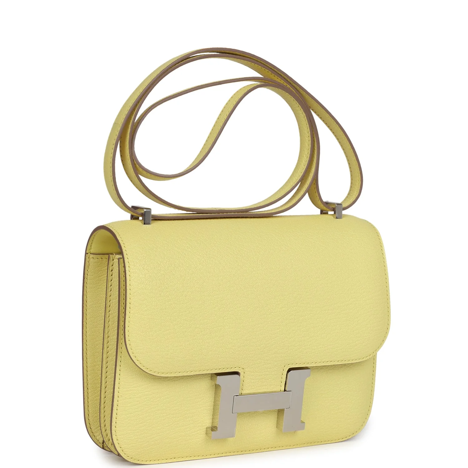 Replicate Hermes Constance 18 Limoncello Chevre Mysore Palladium Hardware(1:1 replica)