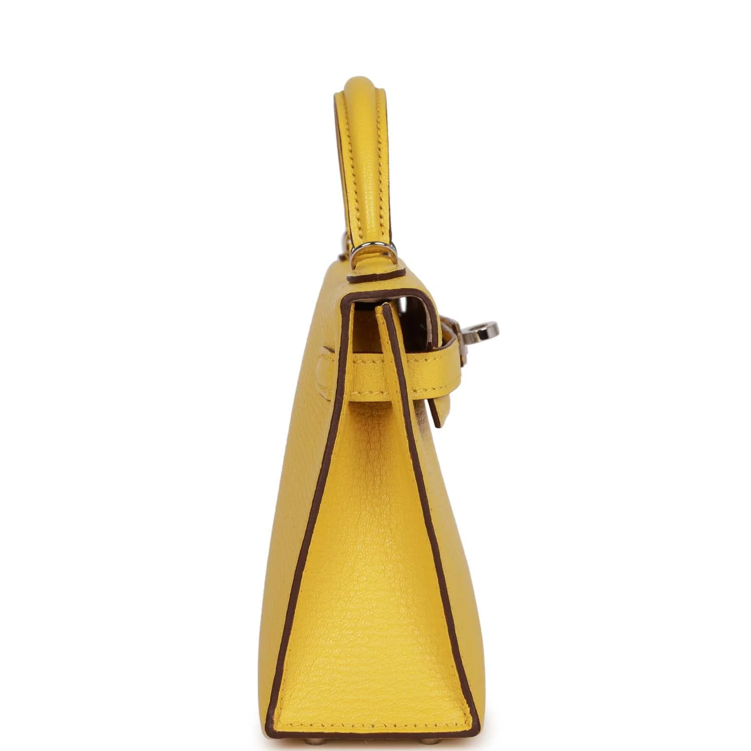 Replicate Hermes Kelly Sellier 20 Jaune de Naples Verso Ch��vre Palladium Hardware(1:1 replica)