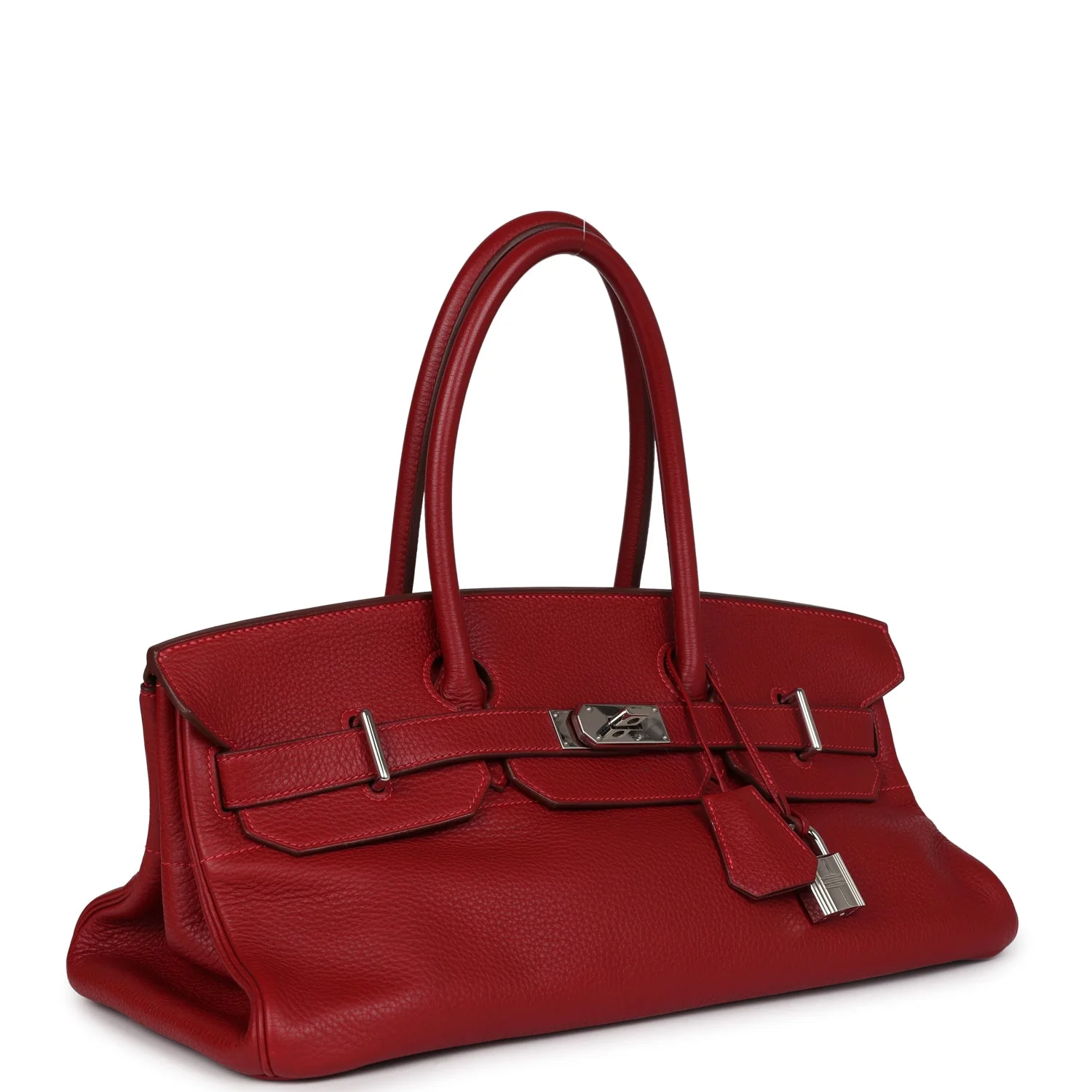 Replicate Hermes Shoulder Birkin 42 JPG Rouge Vif Clemence Palladium Hardware(1:1 replica)
