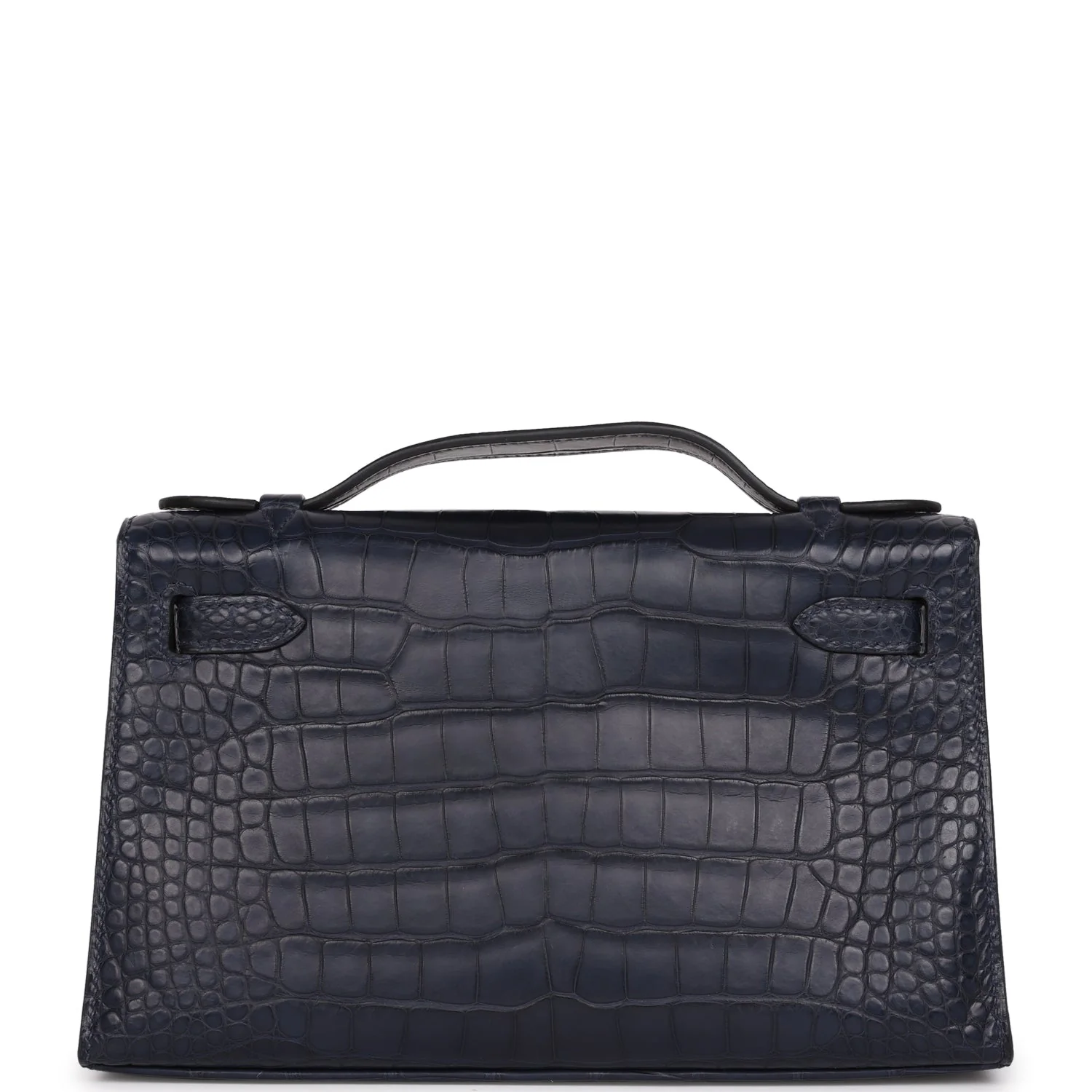 Replicate Hermes Kelly Pochette Bleu Indigo Matte Alligator Gold Hardware(1:1 replica)