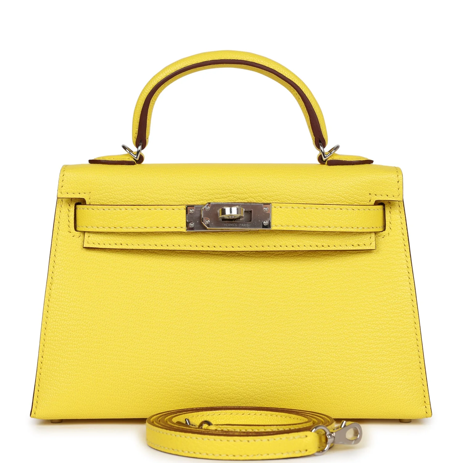 Replicate Hermes Kelly Sellier 20 Jaune Citron Chevre Palladium Hardware(1:1 replica)