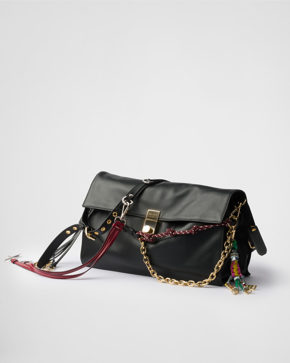 Replicate Prada Soft Sound Large Leather Shoulder Bag With Charms(1:1 replica)