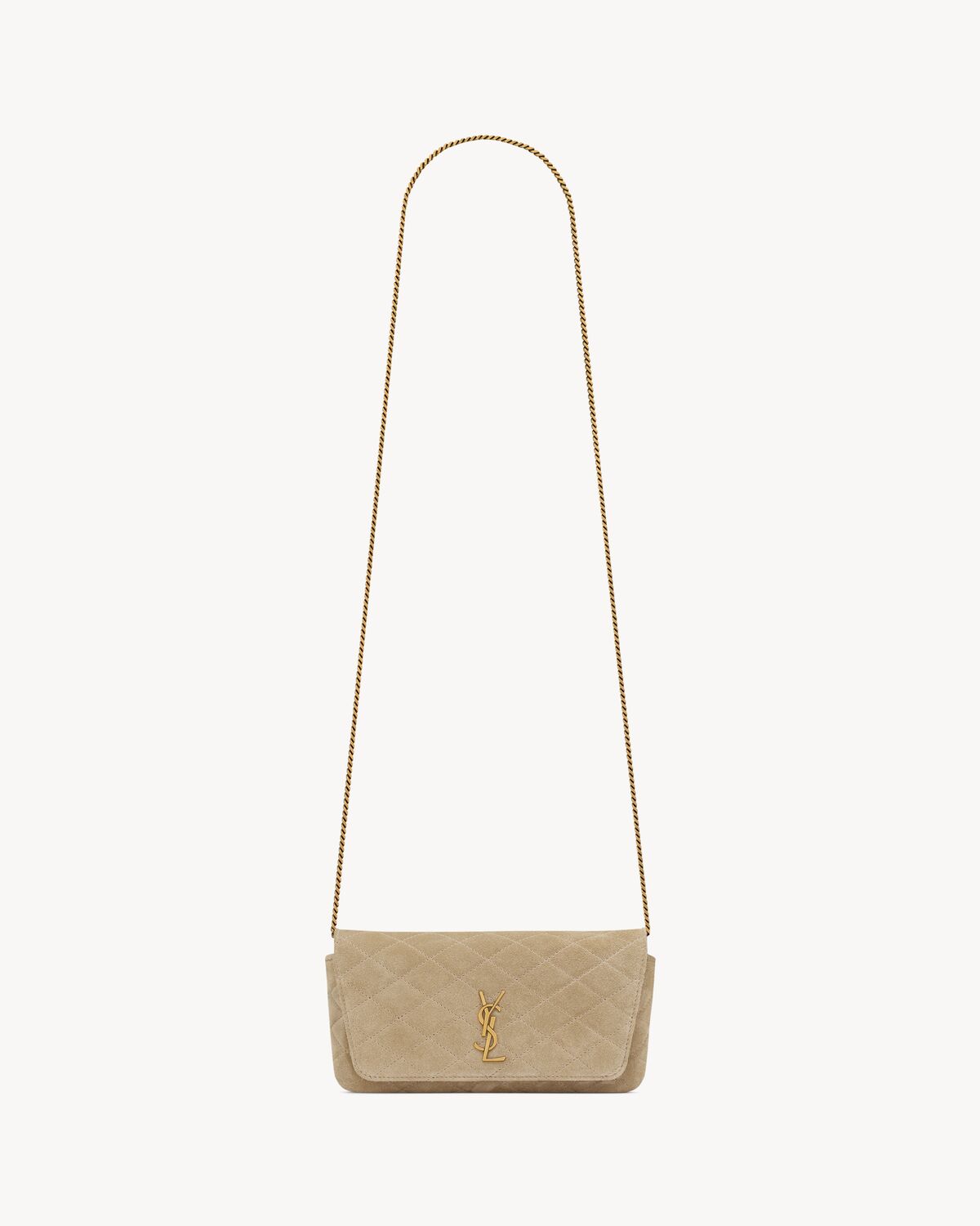 Replicate YSL Gaby Chain Phone Holder in Quilted Suede(1:1 replica)
