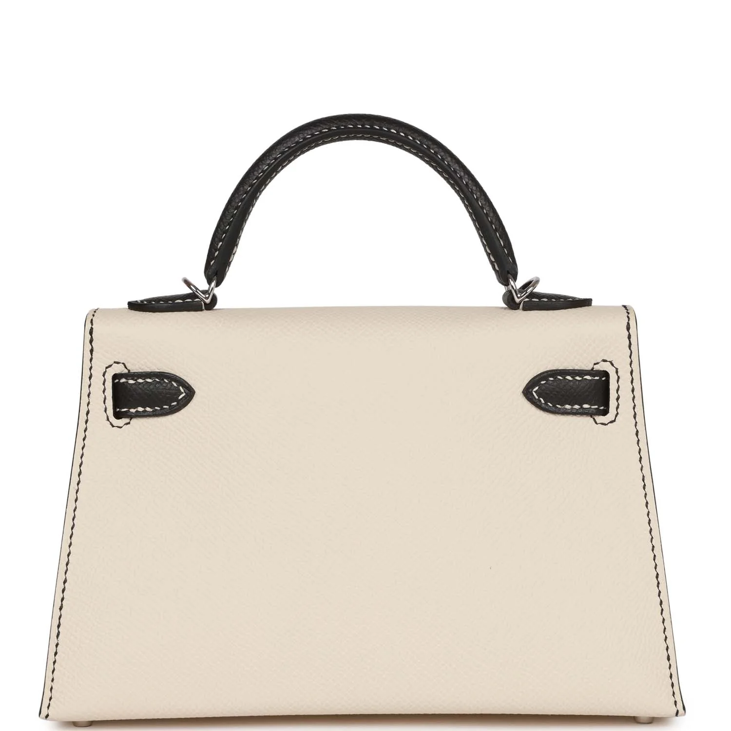 Replicate Hermes Special Order (HSS) Kelly Sellier 20 Craie and Black Epsom Palladium Hardware(1:1 replica)