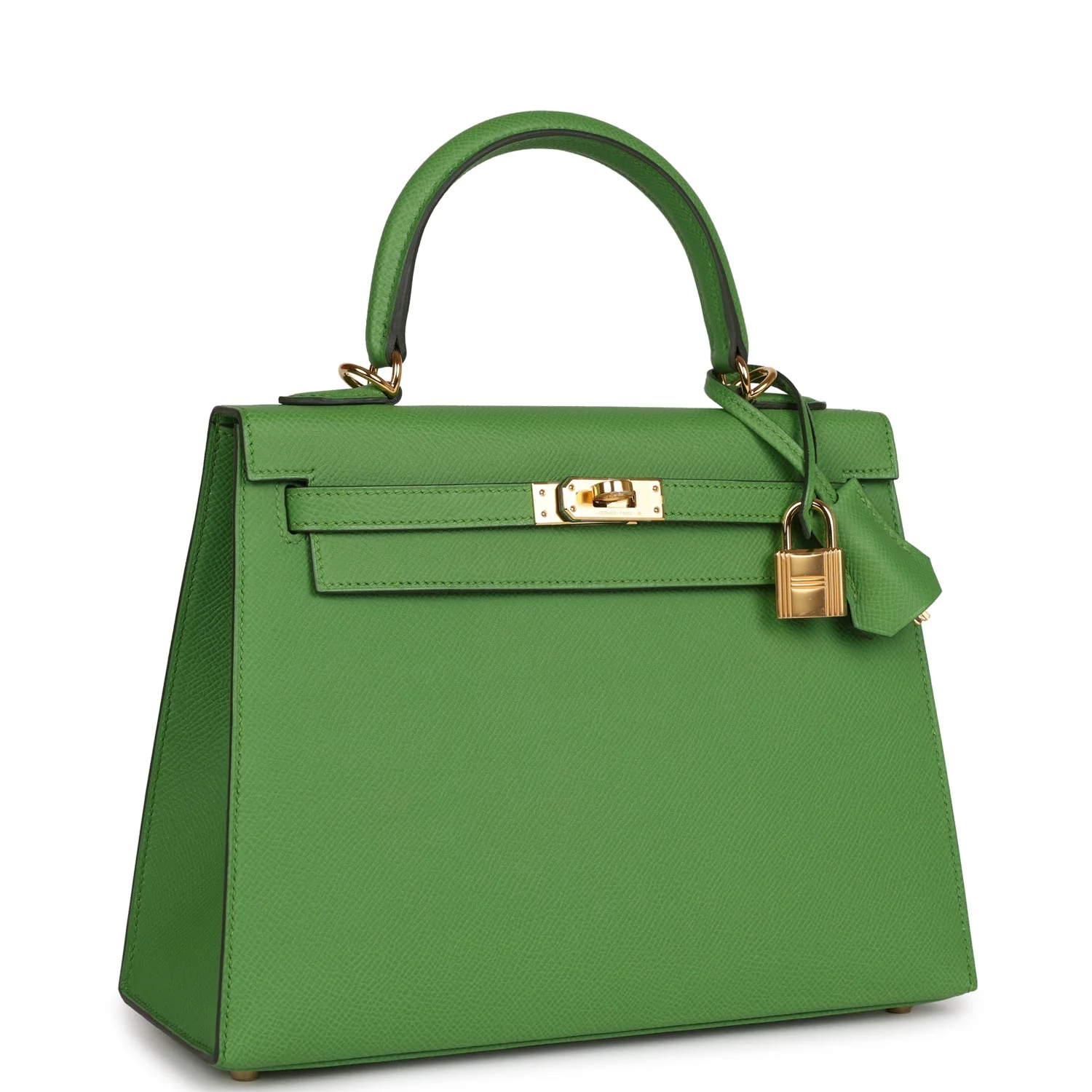 Replicate Hermes Kelly Sellier 25 Vert Yucca Epsom Gold Hardware(1:1 replica)